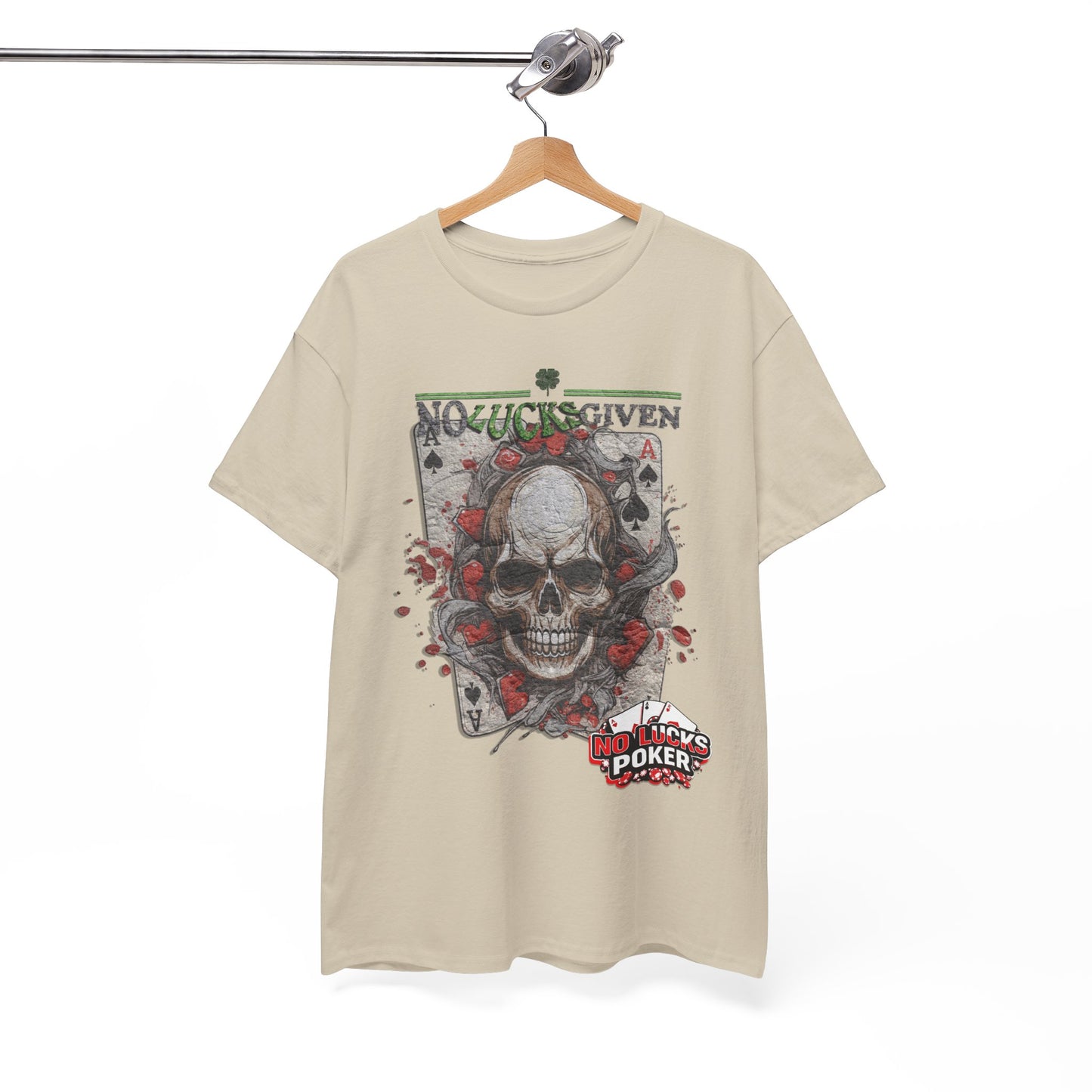 No Lucks Given Skull Breaking thru Ace of Spades T-Shirt Must have Good Luck All-in
