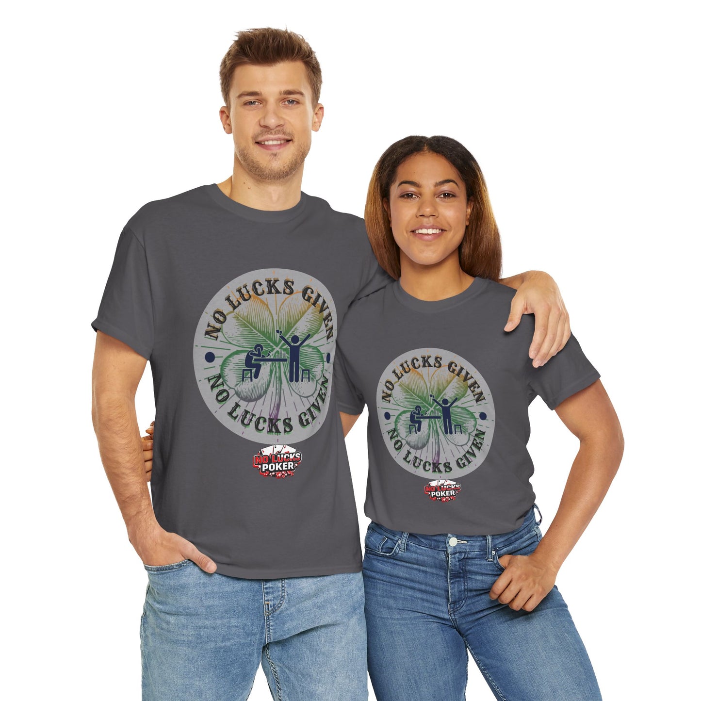 No Lucks Given – Large Clover Poker T-Shirt | Skill Over Luck