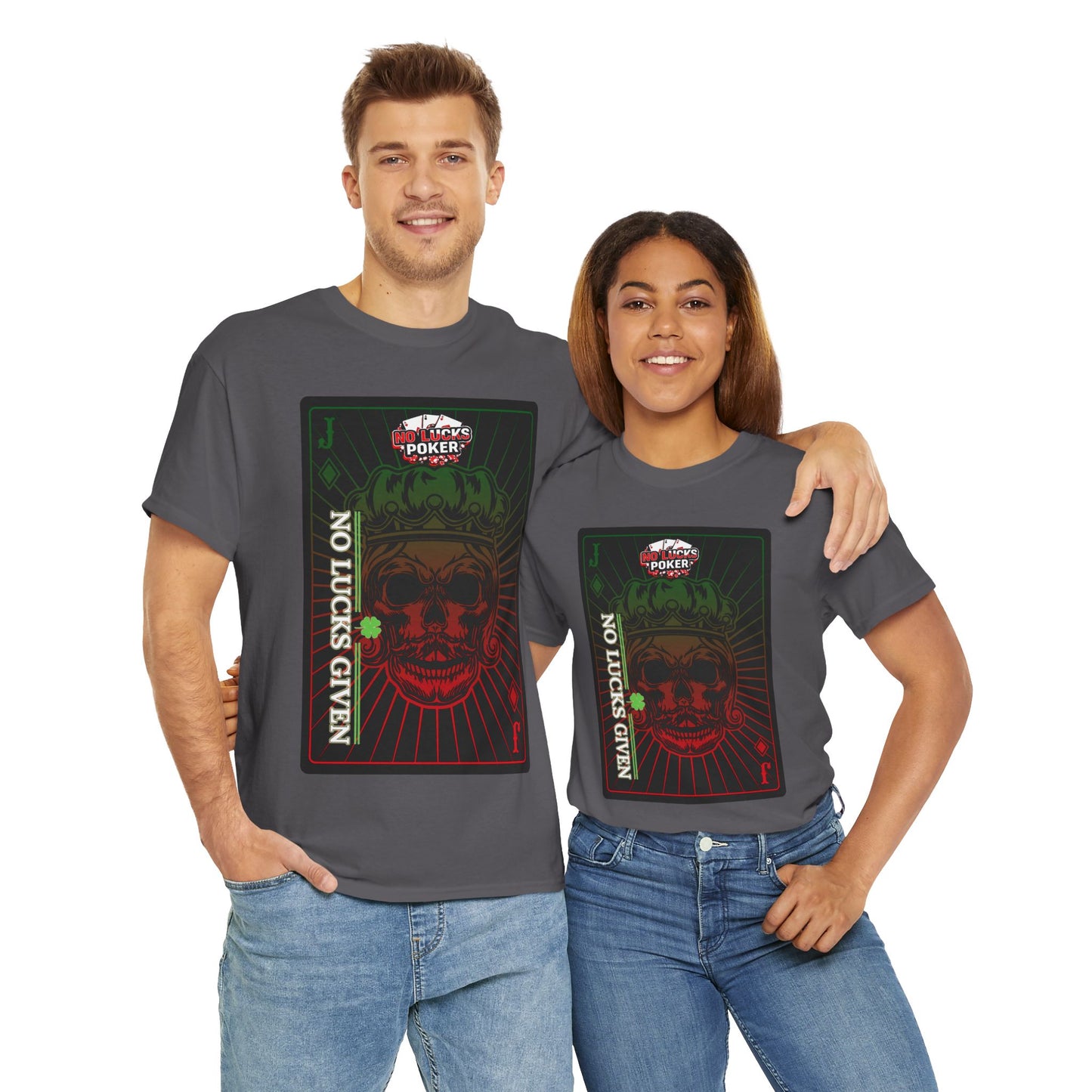 No Lucks Given – Jack Skull Crown Poker Tee (Green & Red Edition)