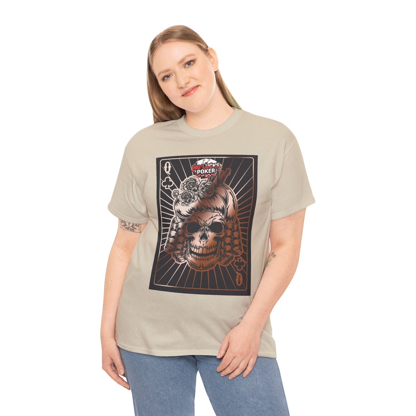 No Lucks Given Angry Queen of Clubs Copper Poker T-Shirt Must have Good Luck All-in