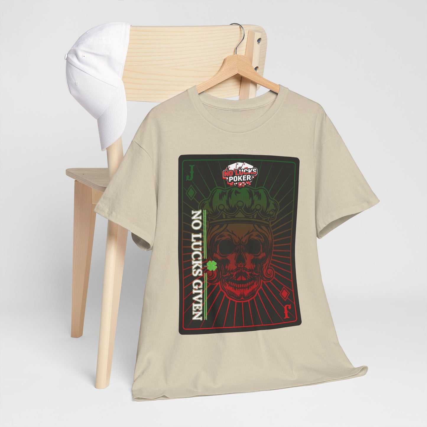 No Lucks Given – Jack Skull Crown Poker Tee (Green & Red Edition)