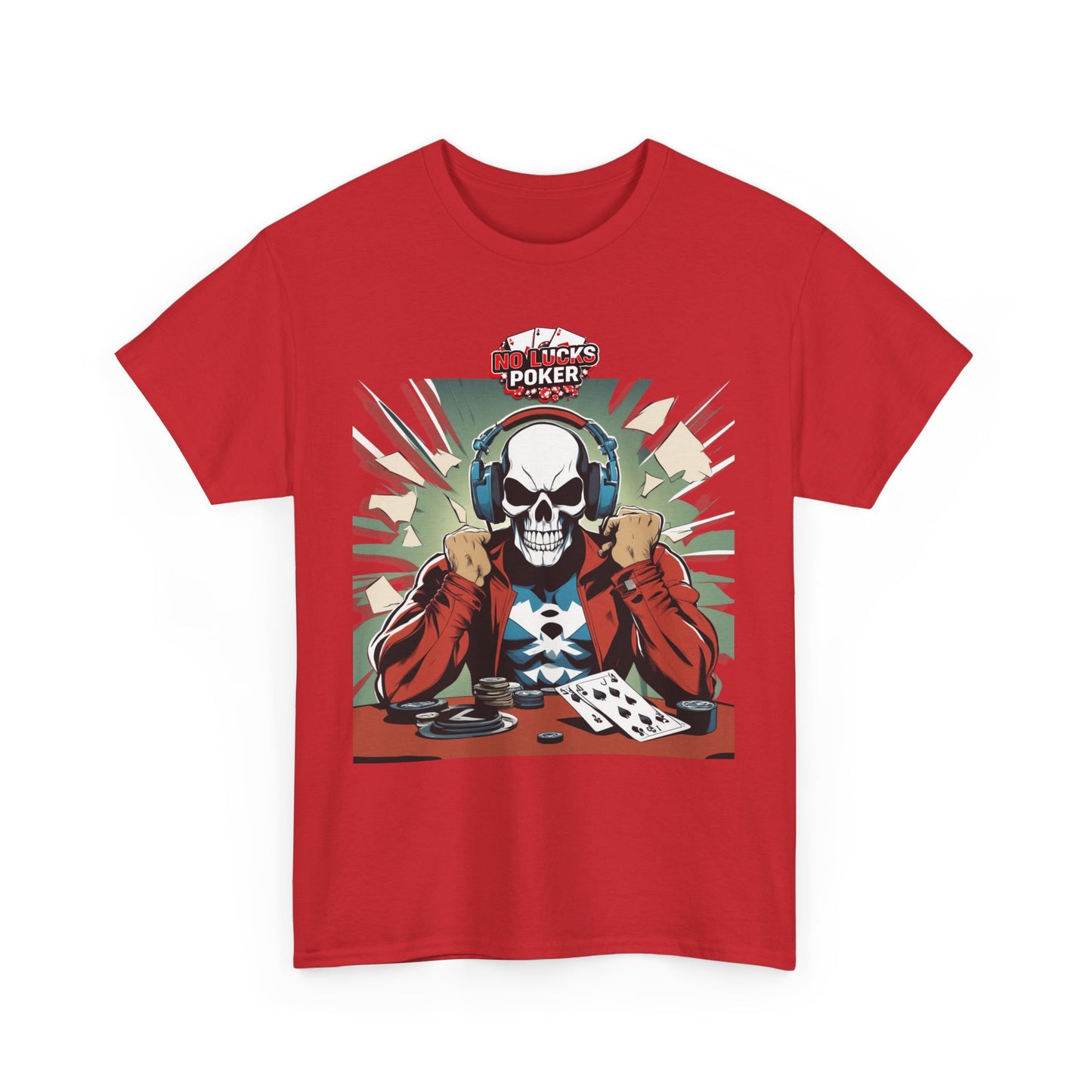 No Lucks Given – Poker Skull w/ Headphones Tee (Hero/Villain Edition)