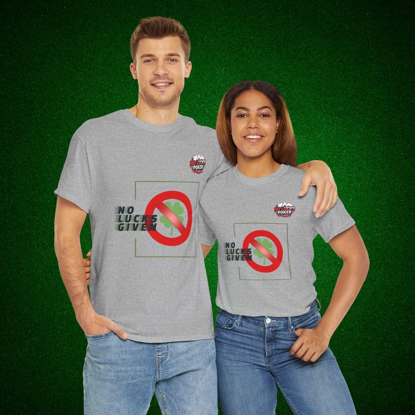 No Lucks Given Large Clover Poker T-Shirt Good Luck All-in