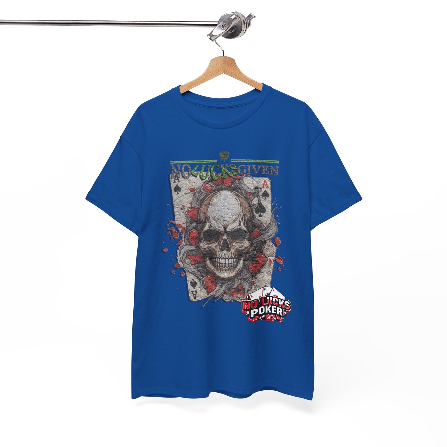 No Lucks Given Skull Breaking thru Ace of Spades T-Shirt Must have Good Luck All-in