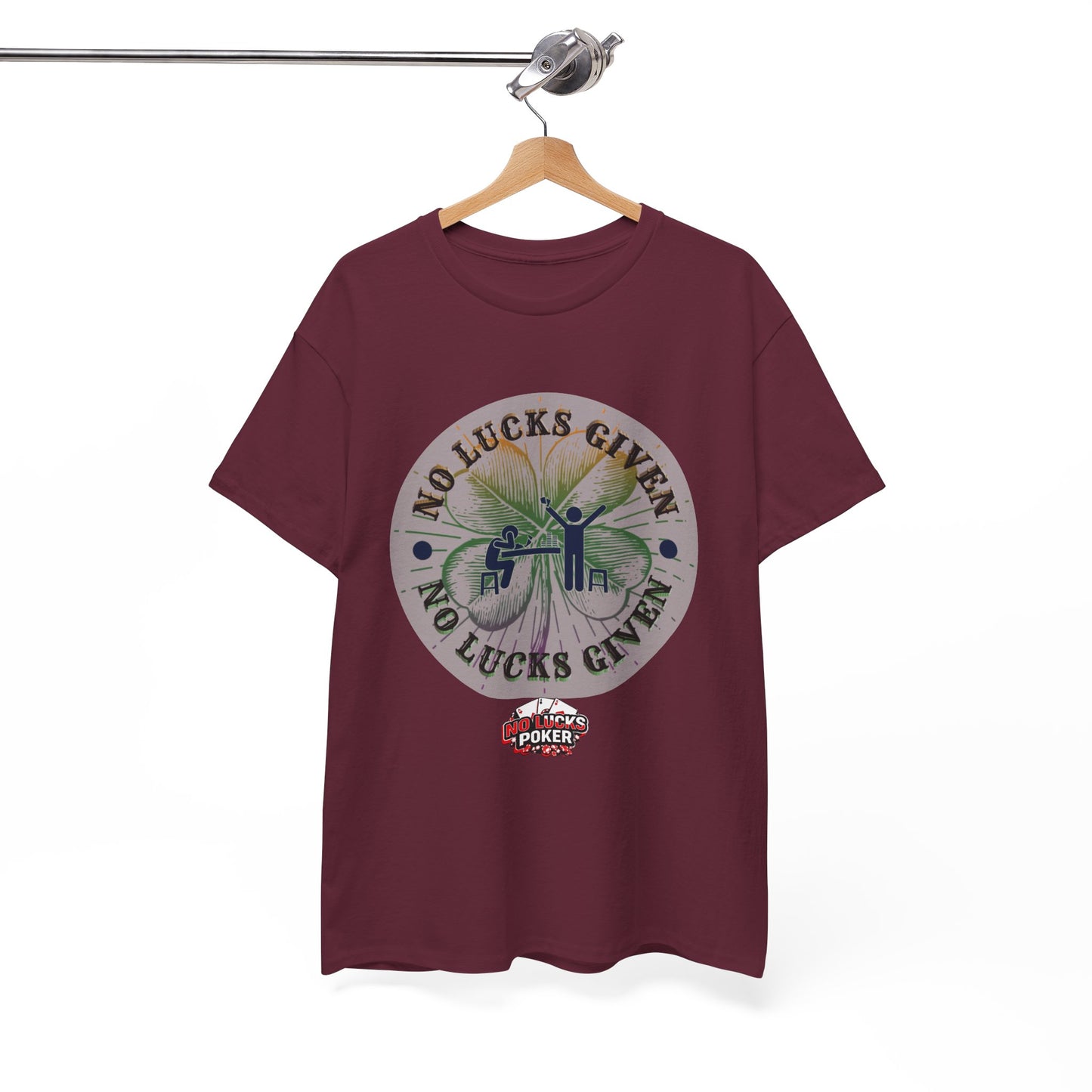 No Lucks Given – Large Clover Poker T-Shirt | Skill Over Luck