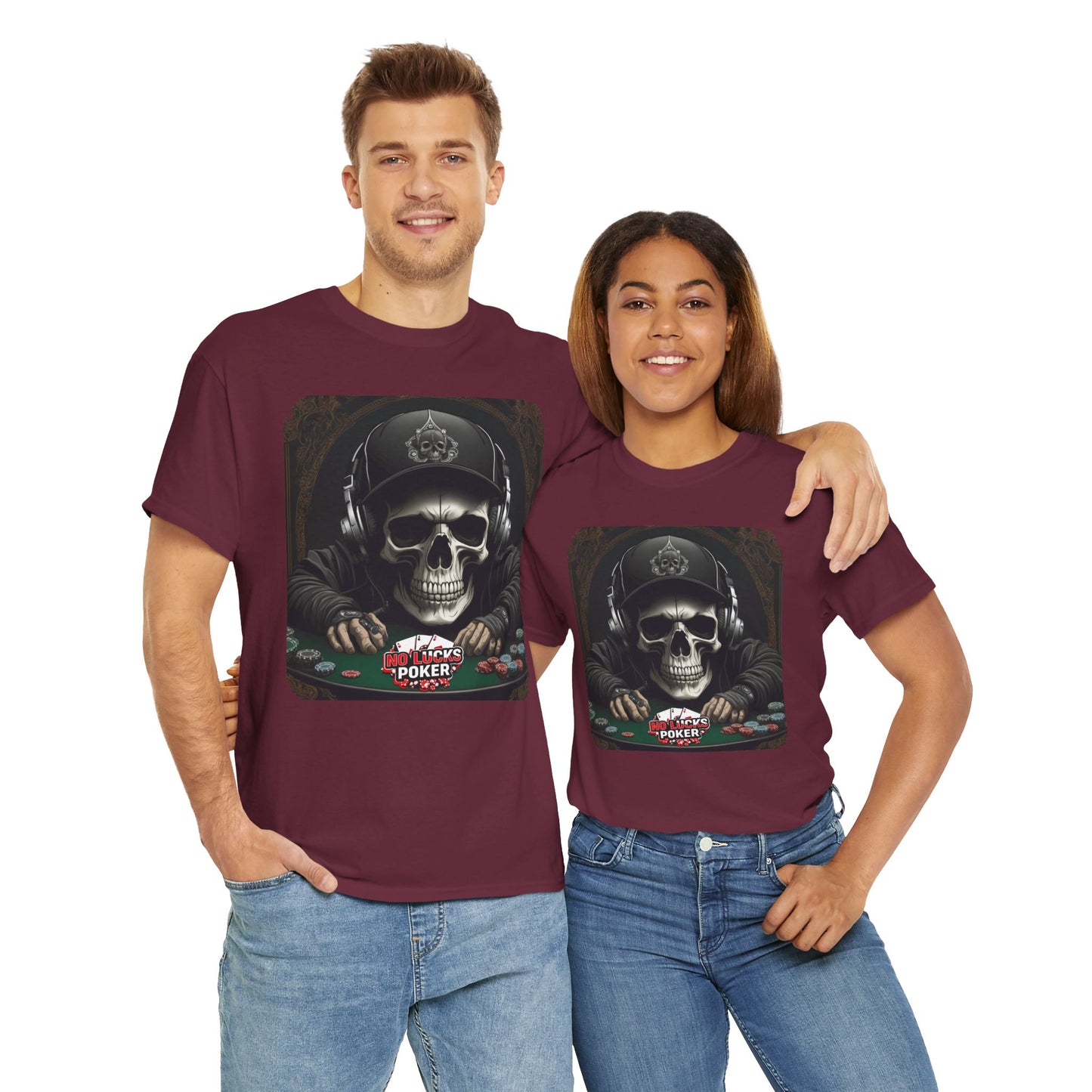 No Lucks Given – Hoodie Skull & Headphones Poker Tee