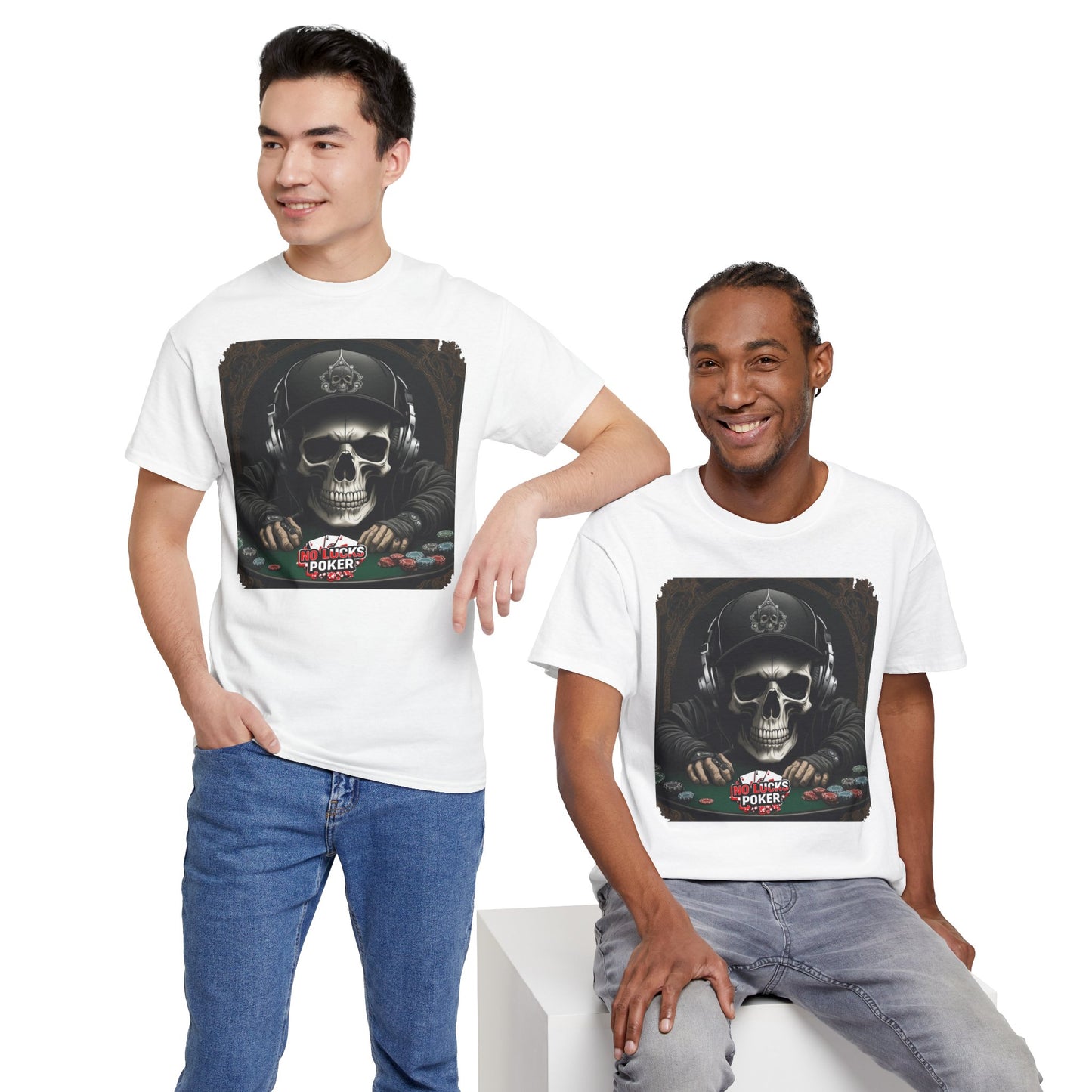 No Lucks Given – Hoodie Skull & Headphones Poker Tee
