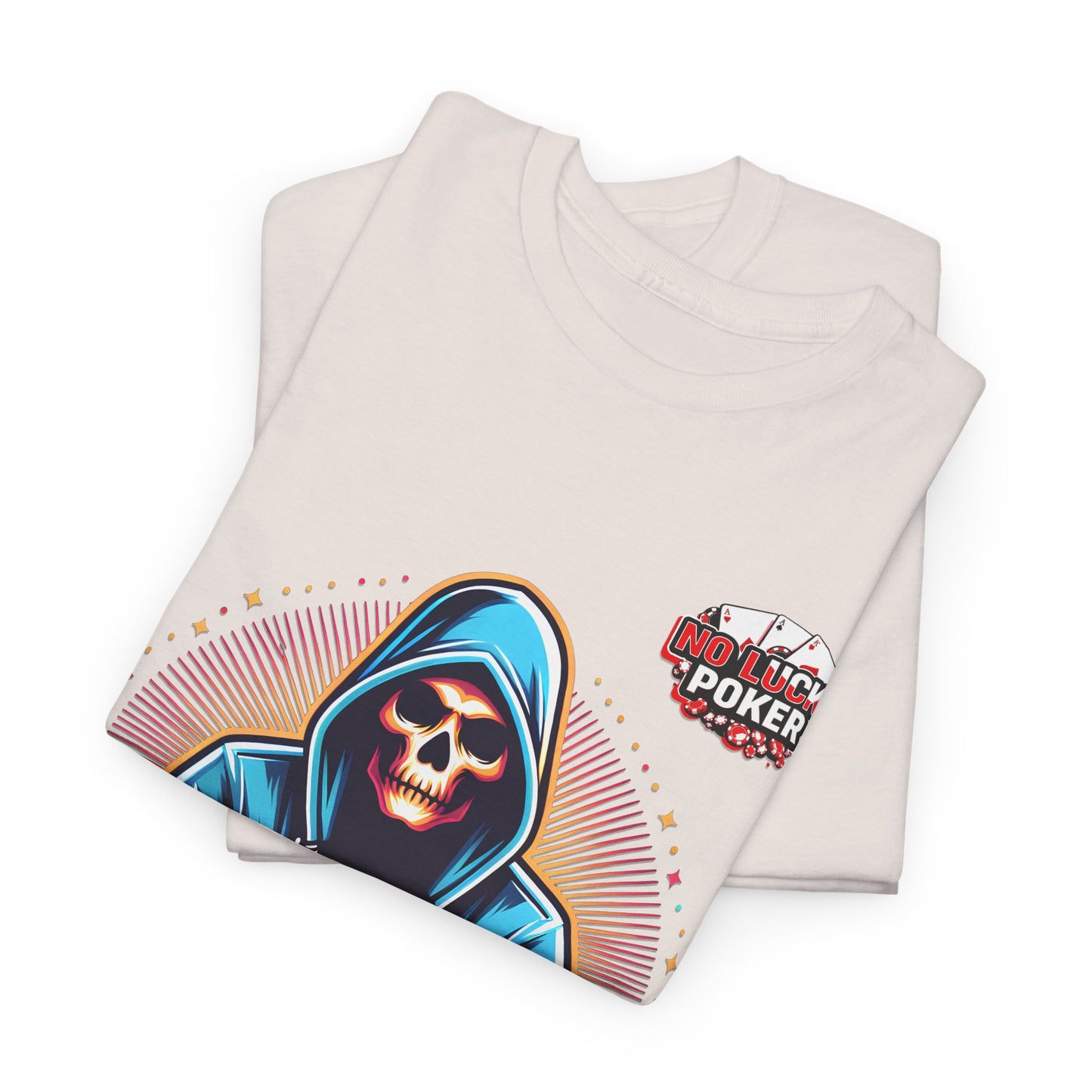 Poker Player with Skull at Poker Table 0 Lucks Given Unisex heavy cotton tee Poker Apparel