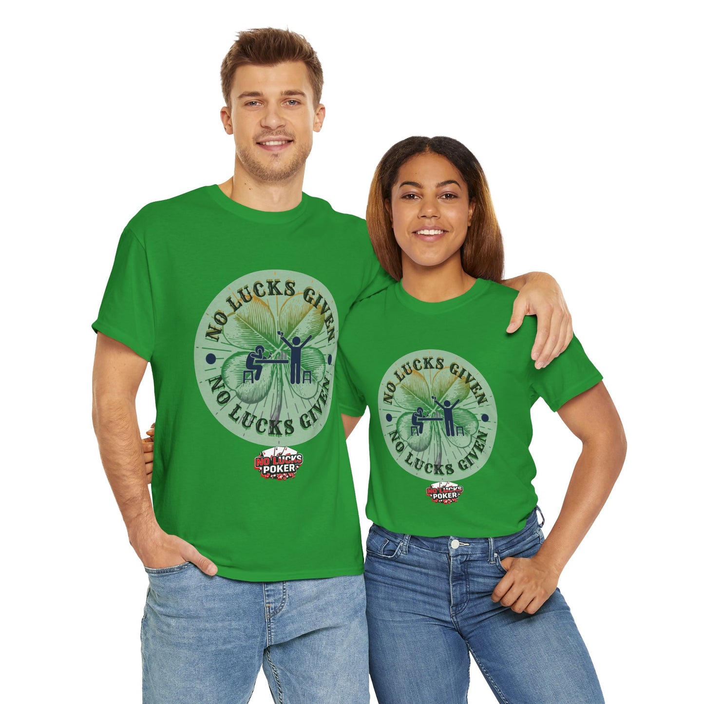 No Lucks Given – Large Clover Poker T-Shirt | Skill Over Luck