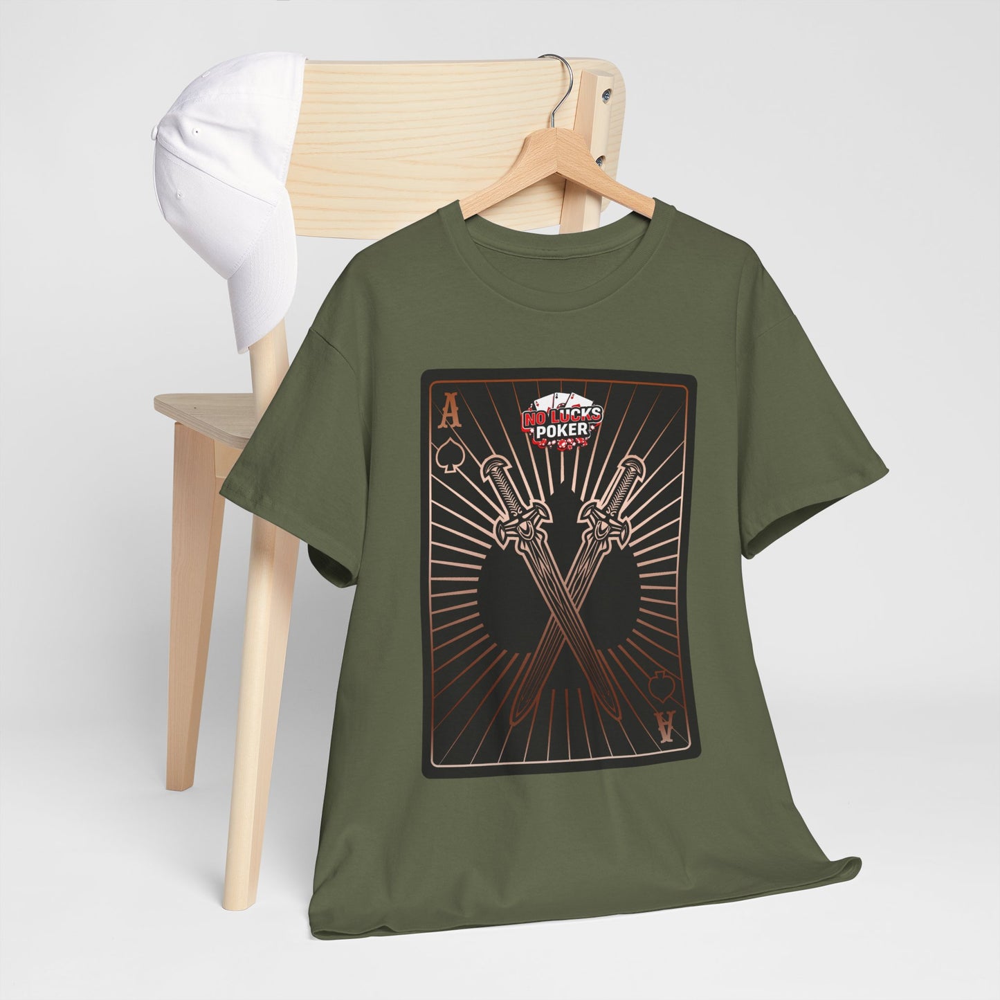No Lucks Given – Ace of Spades & Crossed Swords Poker T-Shirt (Copper Edition)