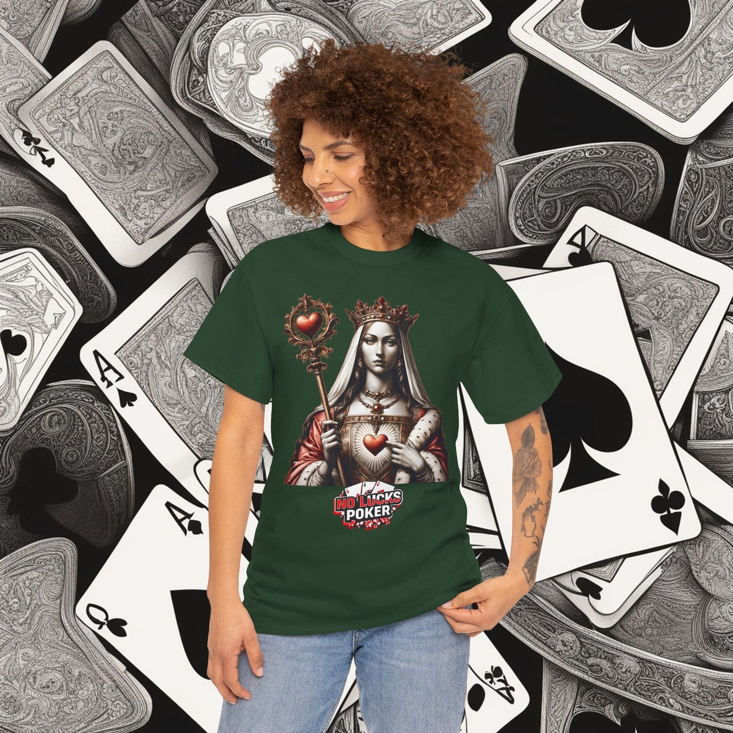 Queen of Hearts Poker T-Shirt | Unisex Heavy Cotton Tee