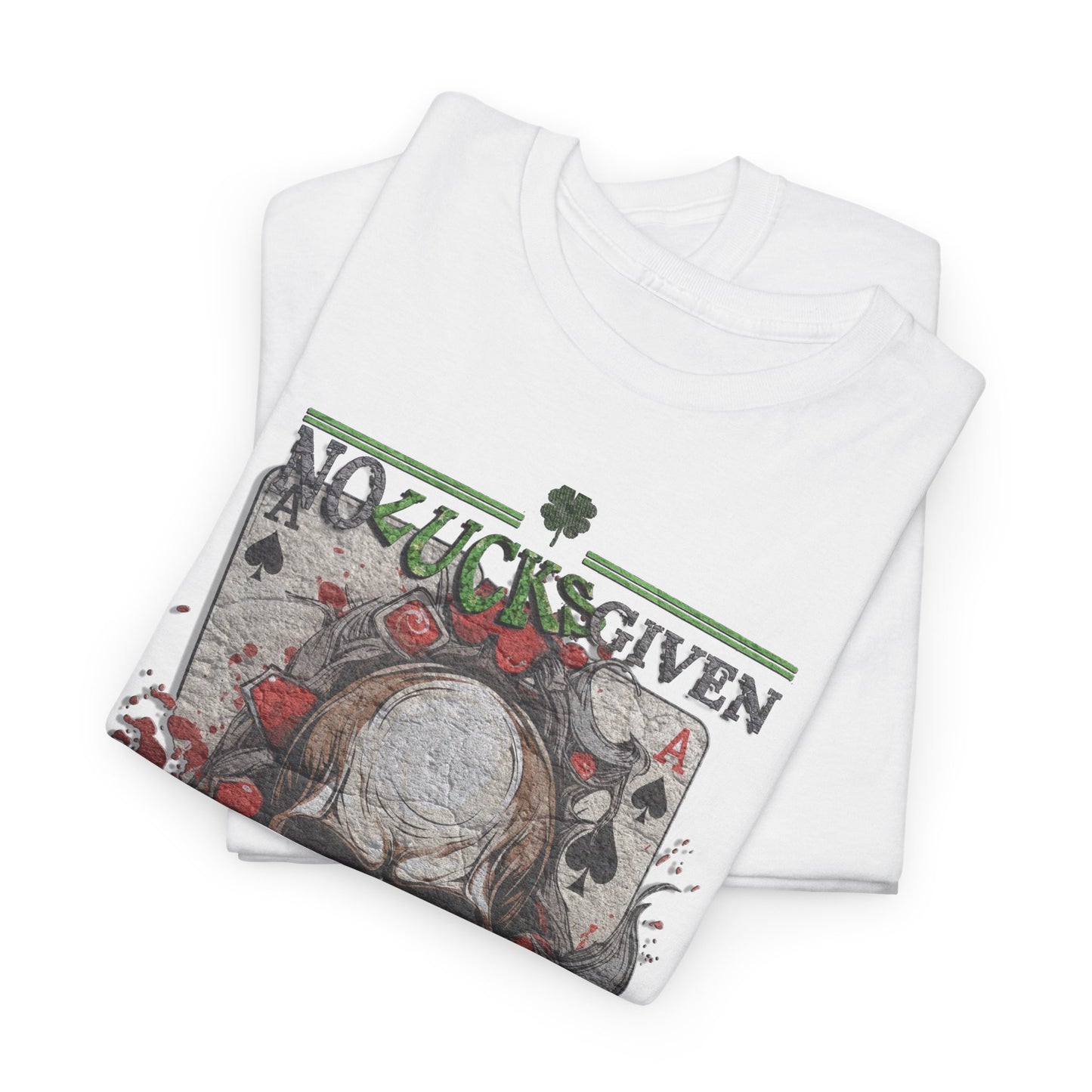 No Lucks Given Skull Breaking thru Ace of Spades T-Shirt Must have Good Luck All-in