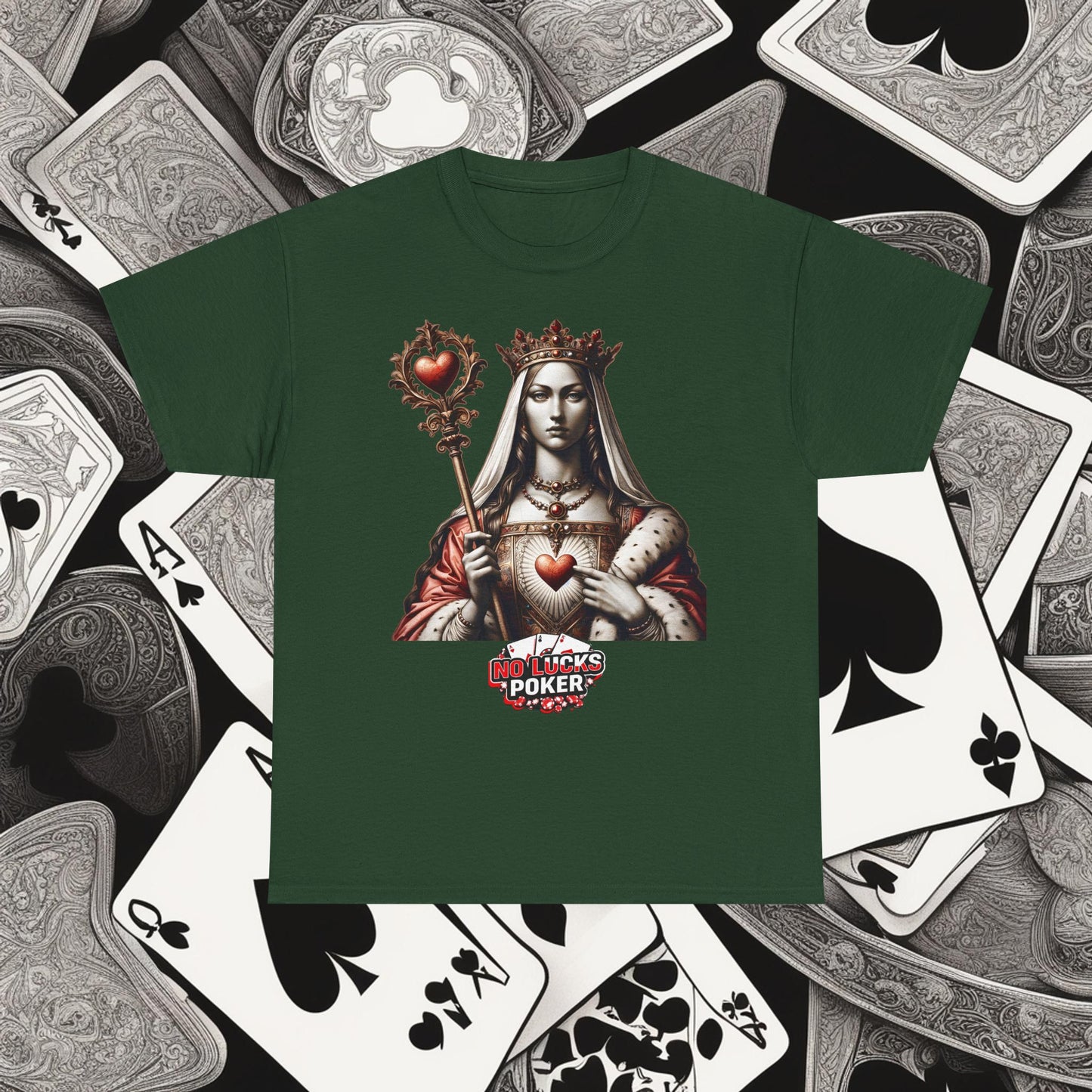 Queen of Hearts Poker T-Shirt | Unisex Heavy Cotton Tee