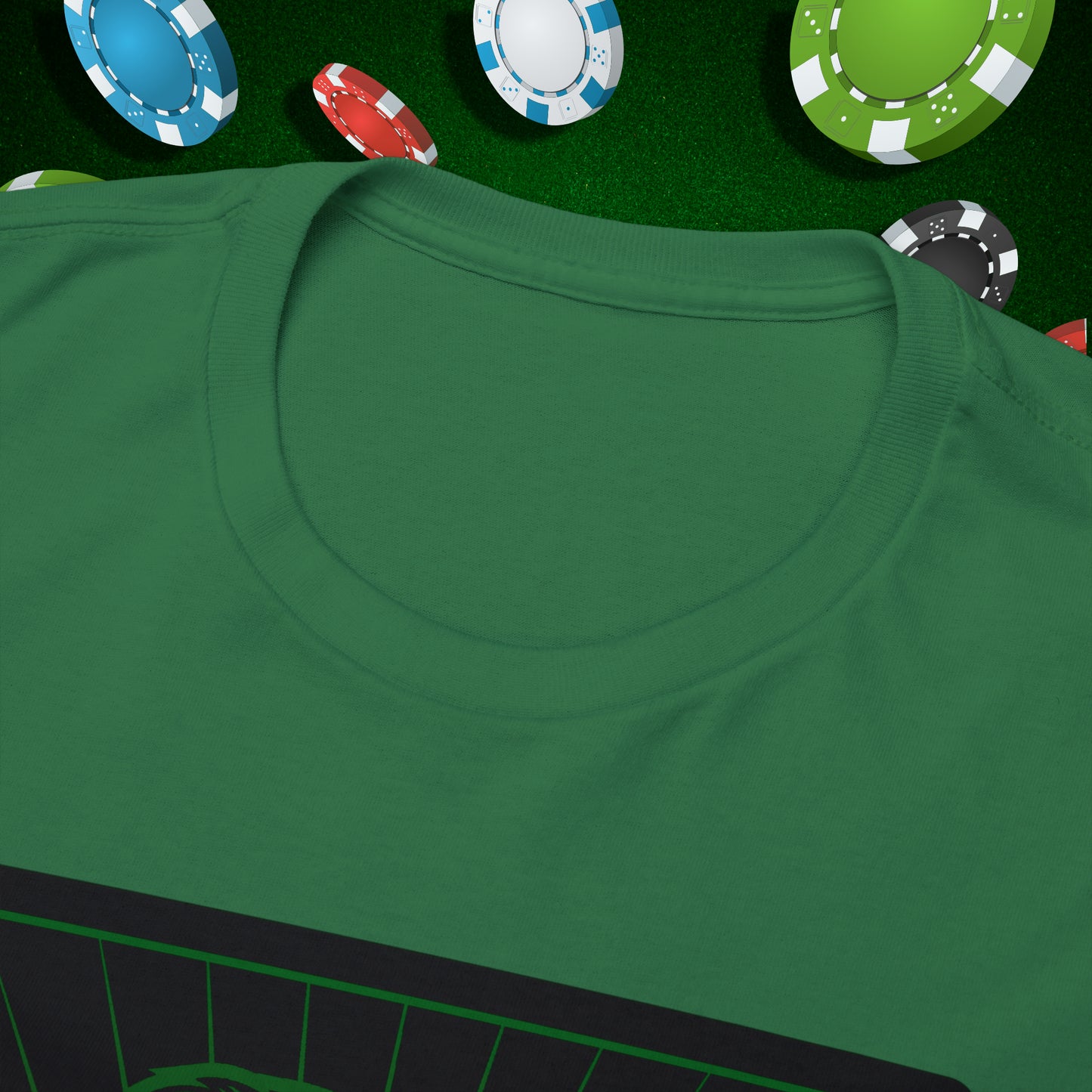 No Lucks Given Jack Skull in Crown of Clubs Green Red Poker T-Shirt Must have Good Luck All-in