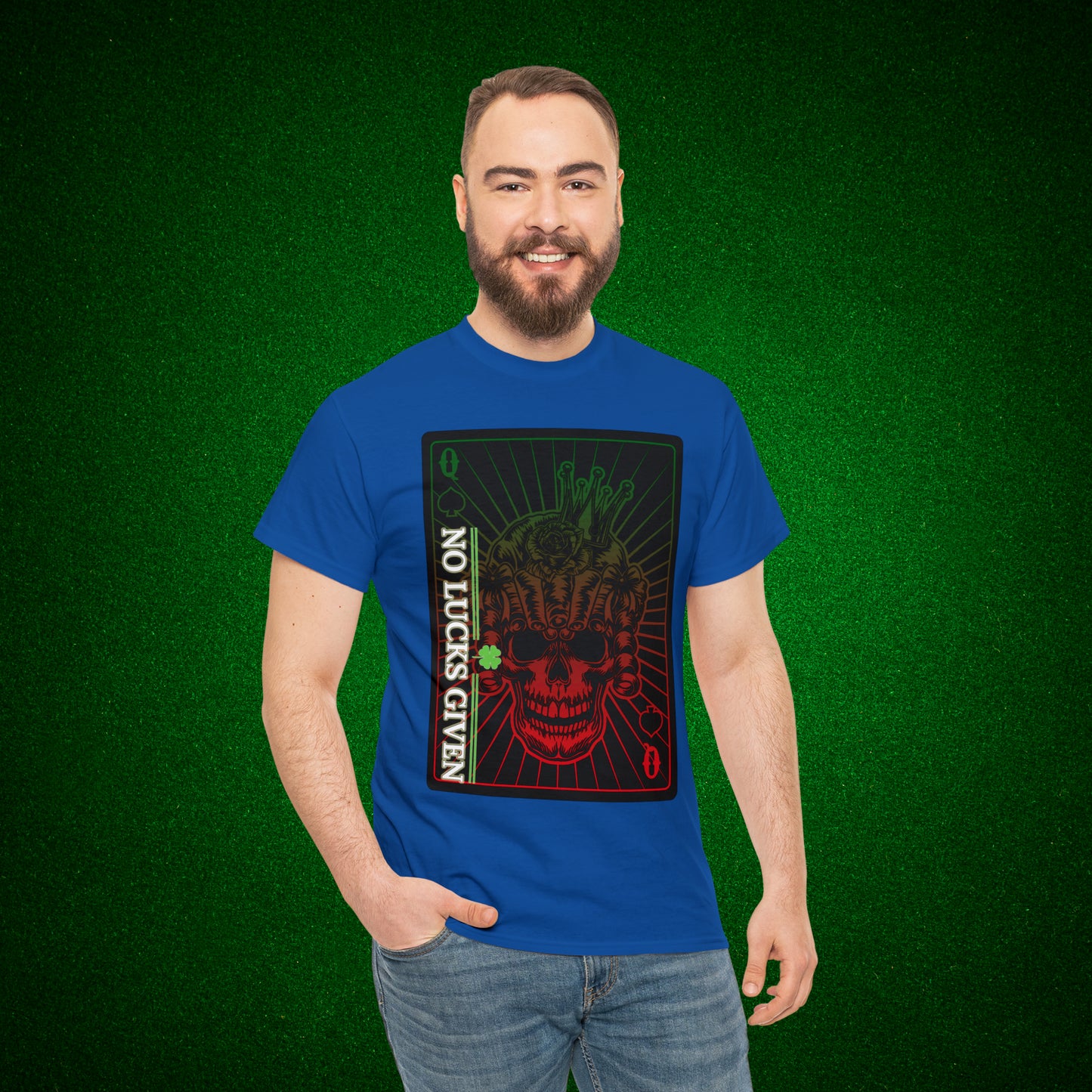 No Lucks Given Angry Queen of Spades Green Red Poker T-Shirt Must have Good Luck All-in