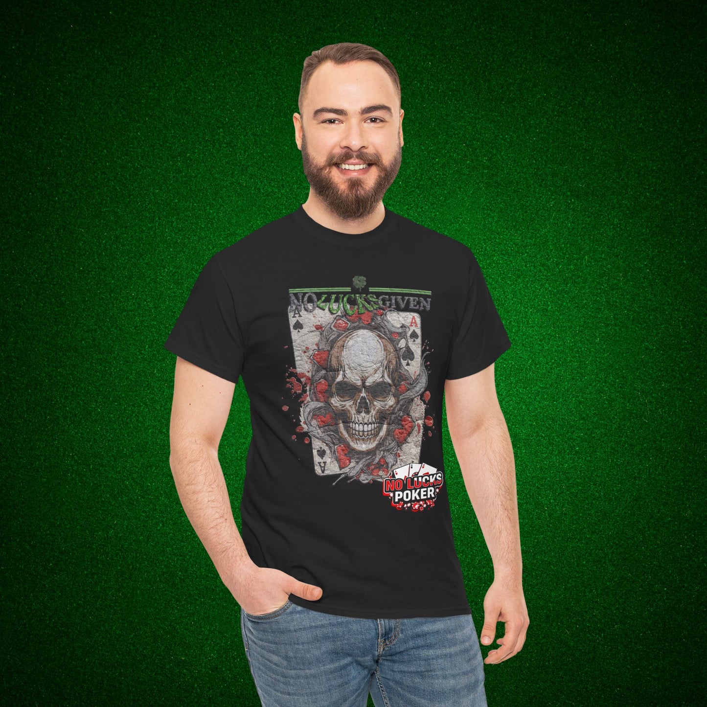 No Lucks Given Skull Breaking thru Ace of Spades T-Shirt Must have Good Luck All-in