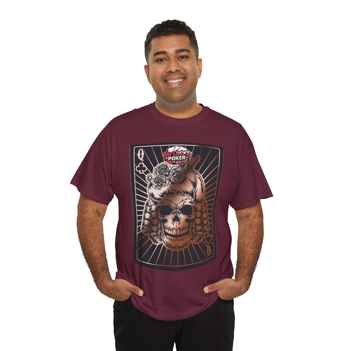 No Lucks Given Angry Queen of Clubs Copper Poker T-Shirt Must have Good Luck All-in