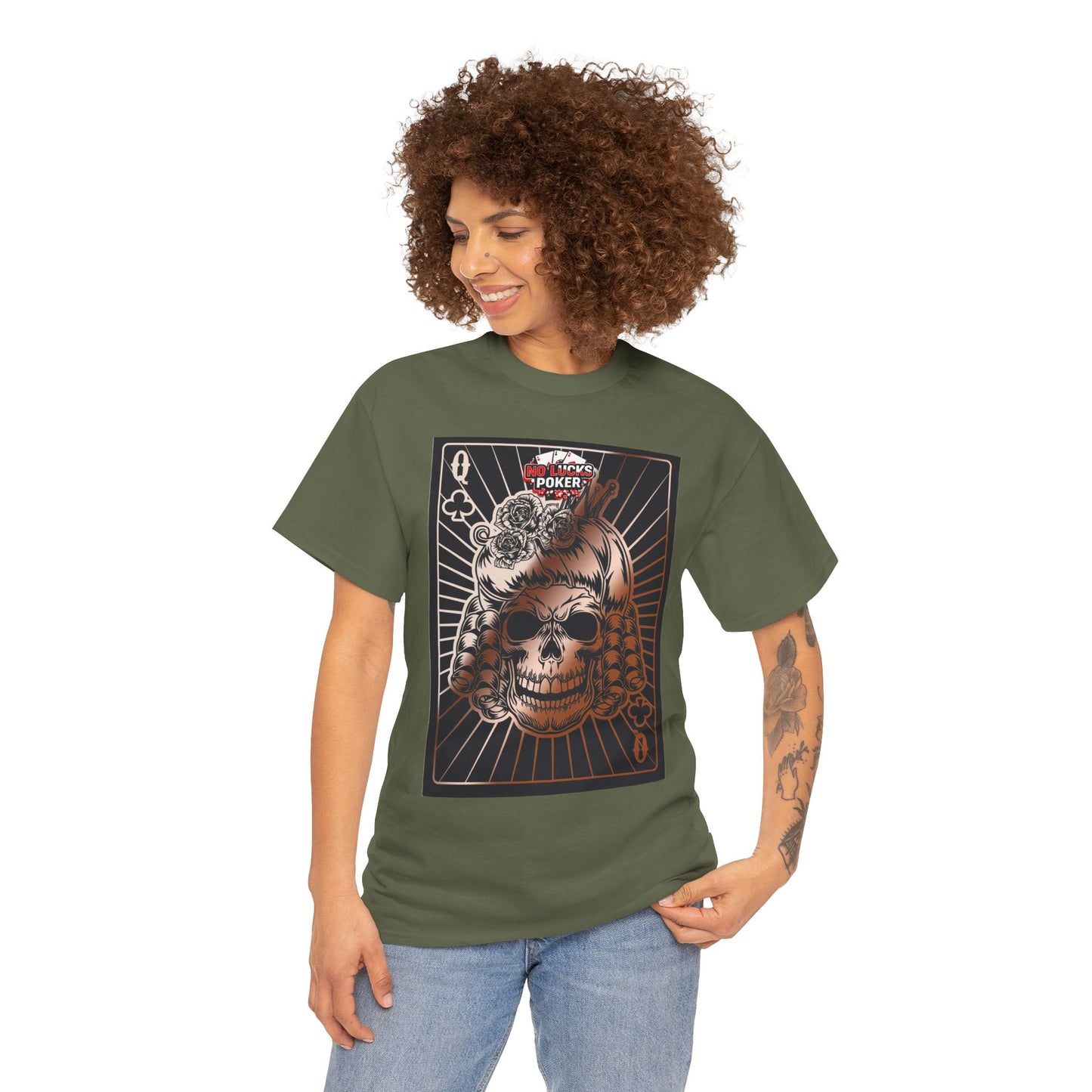 No Lucks Given Angry Queen of Clubs Copper Poker T-Shirt Must have Good Luck All-in