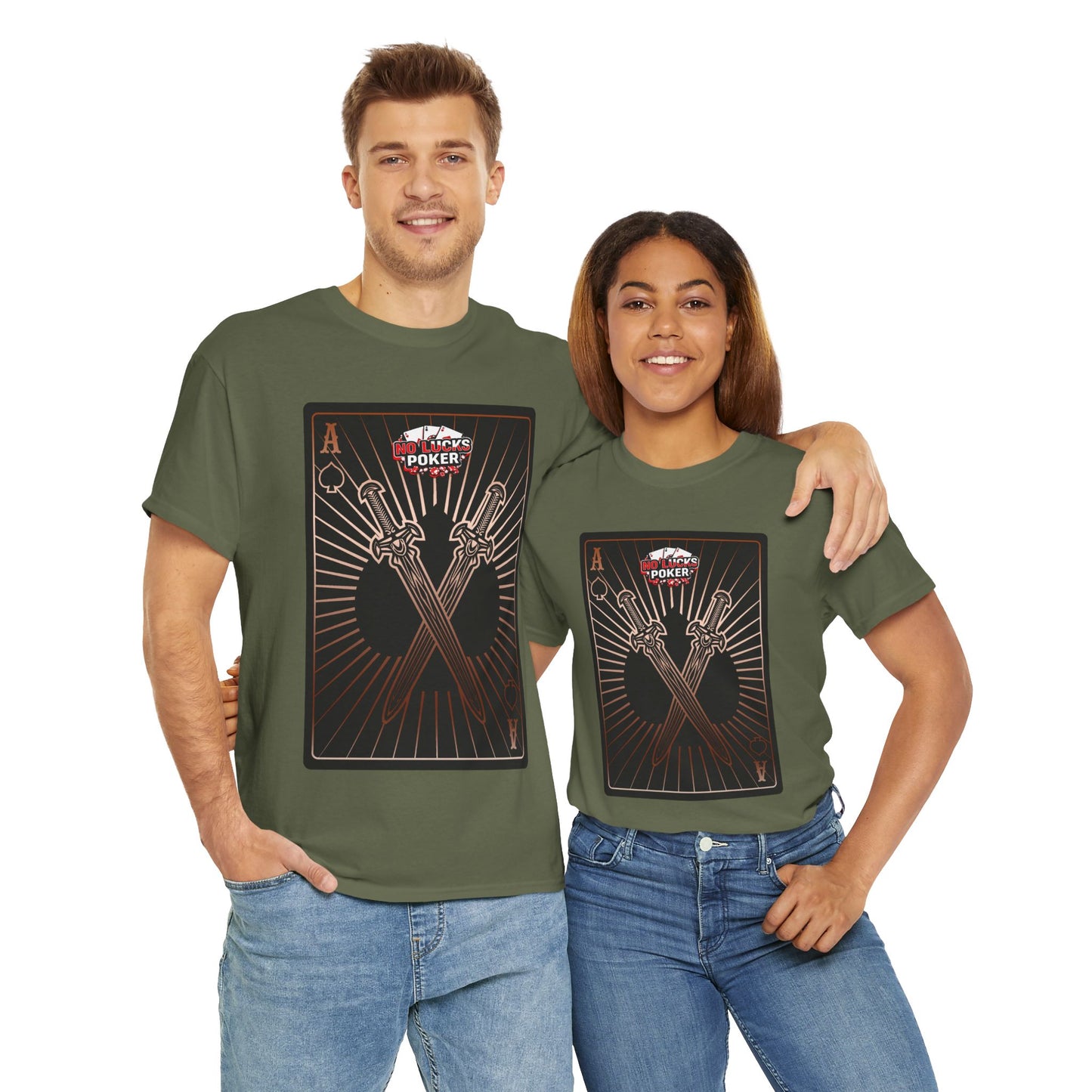 No Lucks Given – Ace of Spades & Crossed Swords Poker T-Shirt (Copper Edition)