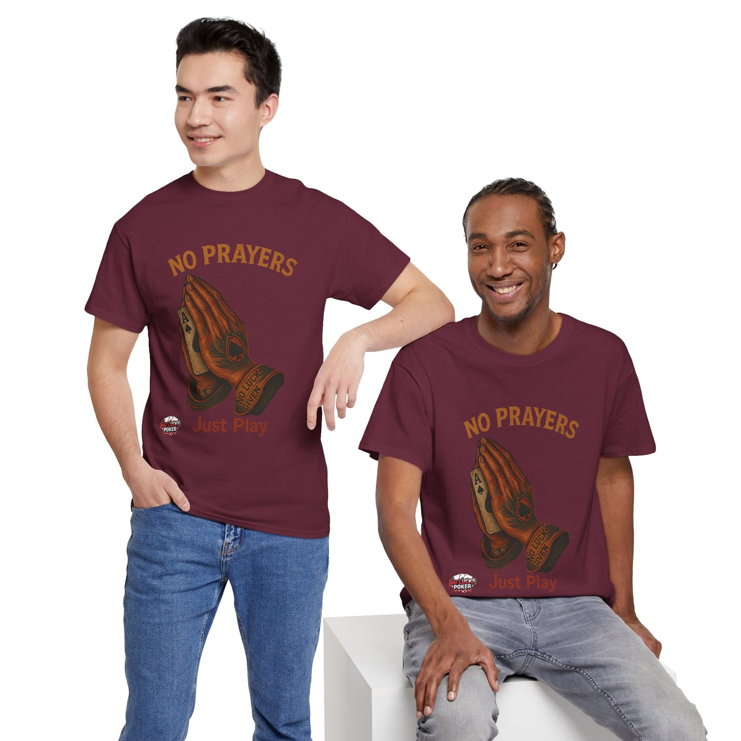 No Prayers Just Play Poker T-Shirt | Zero Lucks – Skill Over Superstition
