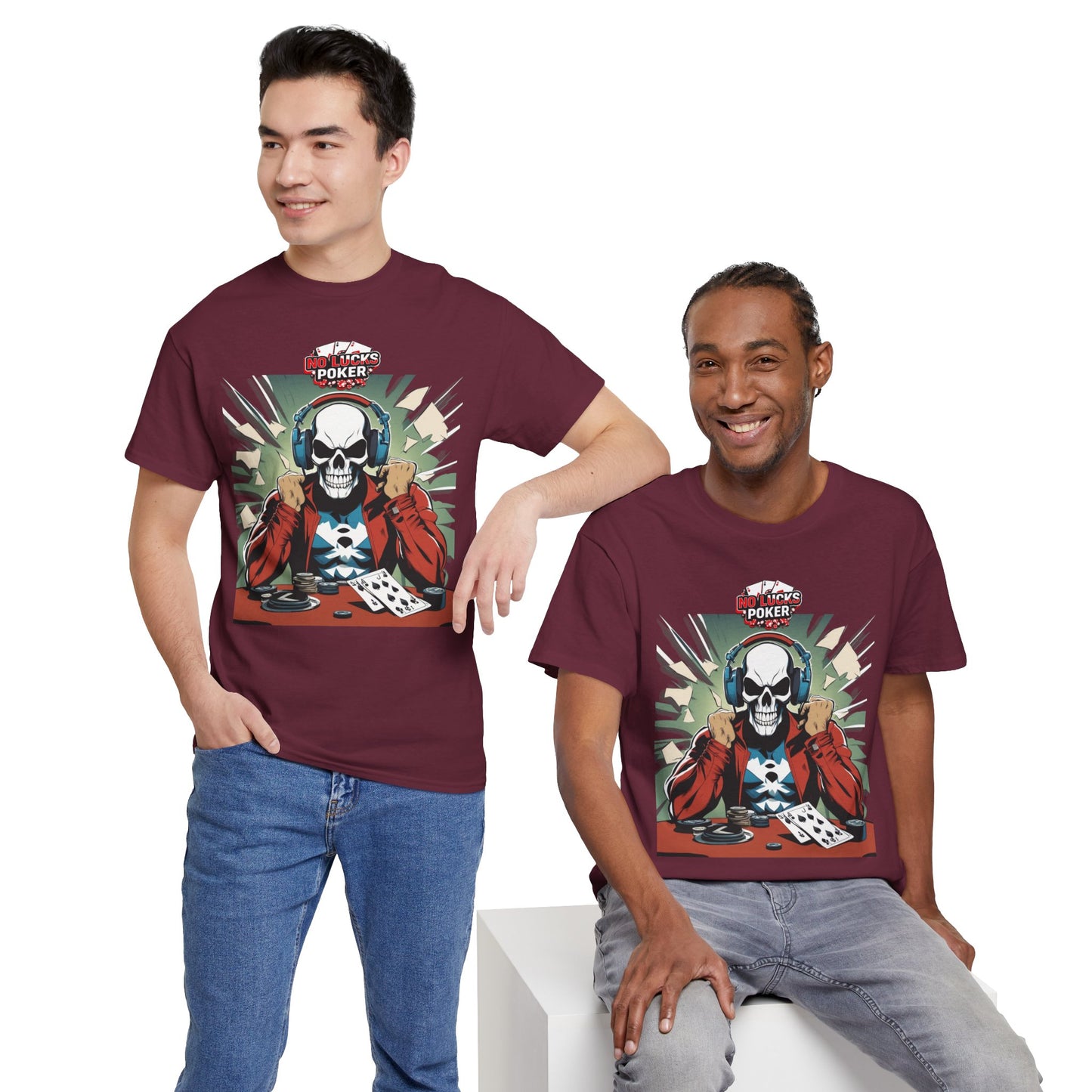 No Lucks Given – Poker Skull w/ Headphones Tee (Hero/Villain Edition)