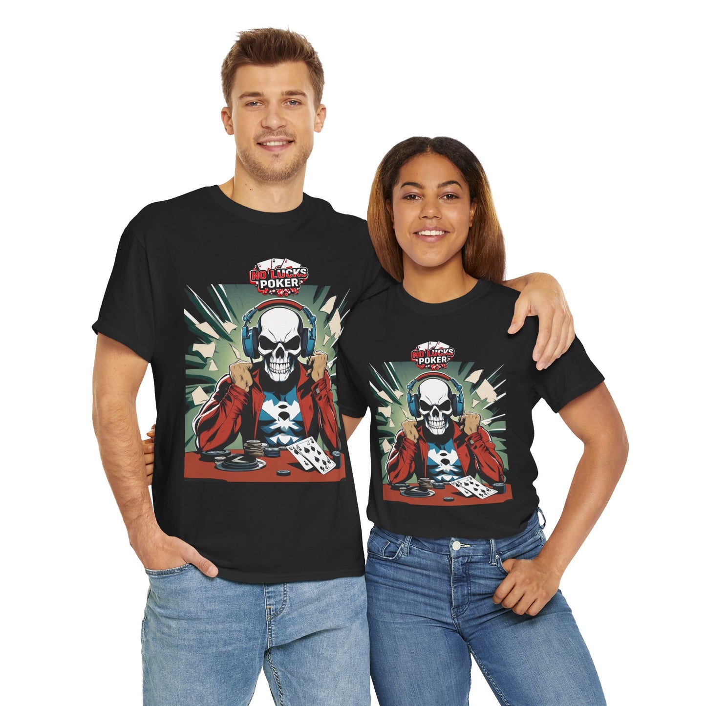 No Lucks Given – Poker Skull w/ Headphones Tee (Hero/Villain Edition)