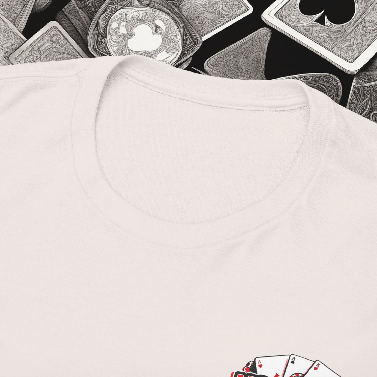 Poker Player with Skull at Poker Table 0 Lucks Given Unisex heavy cotton tee Poker Apparel