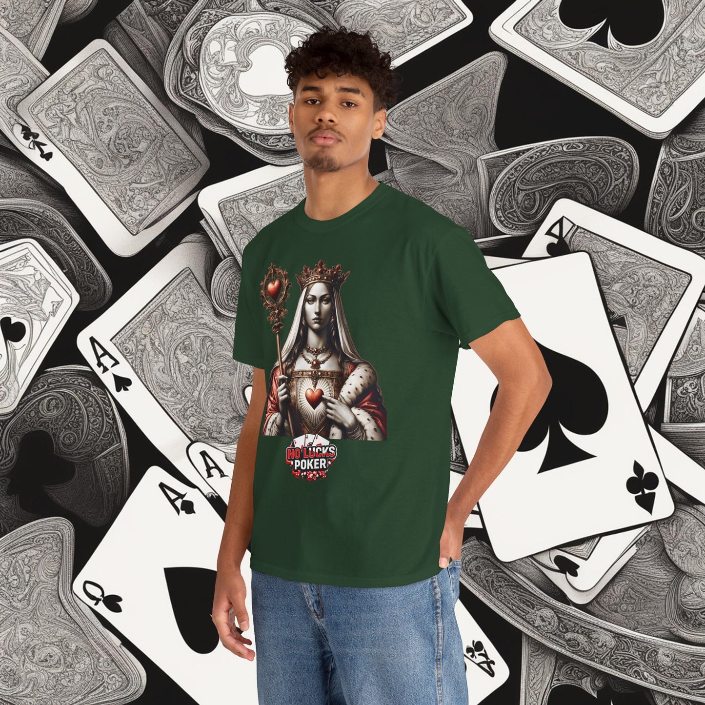 Queen of Hearts Poker T-Shirt | Unisex Heavy Cotton Tee