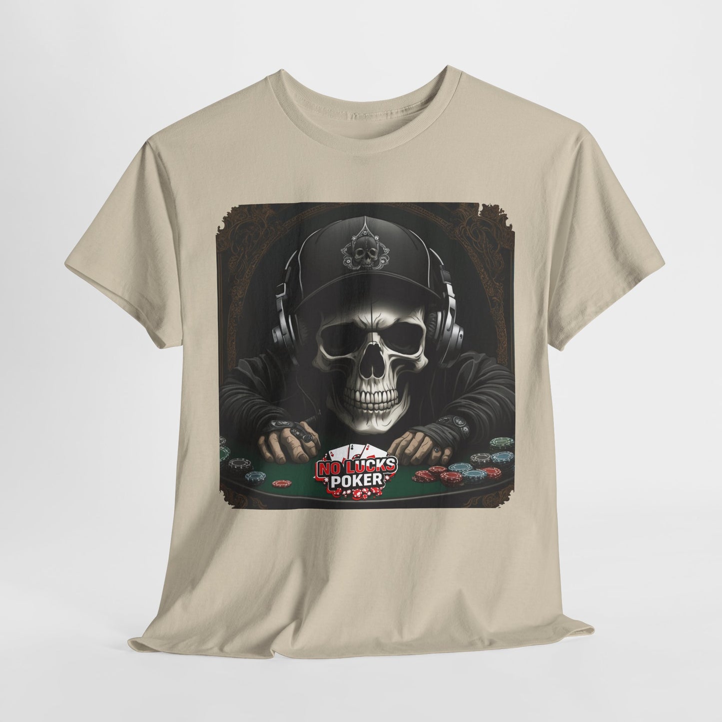 No Lucks Given – Hoodie Skull & Headphones Poker Tee