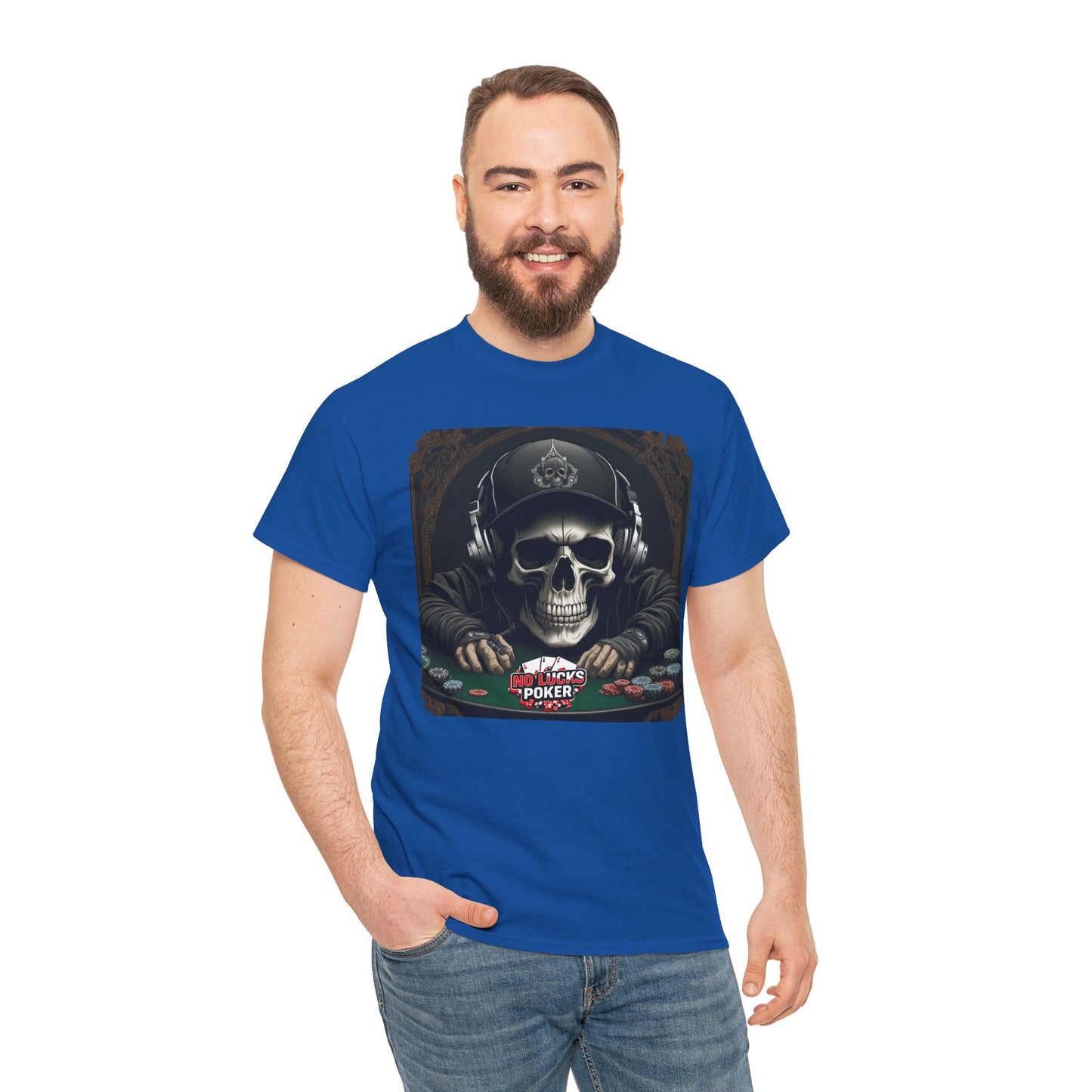No Lucks Given – Hoodie Skull & Headphones Poker Tee