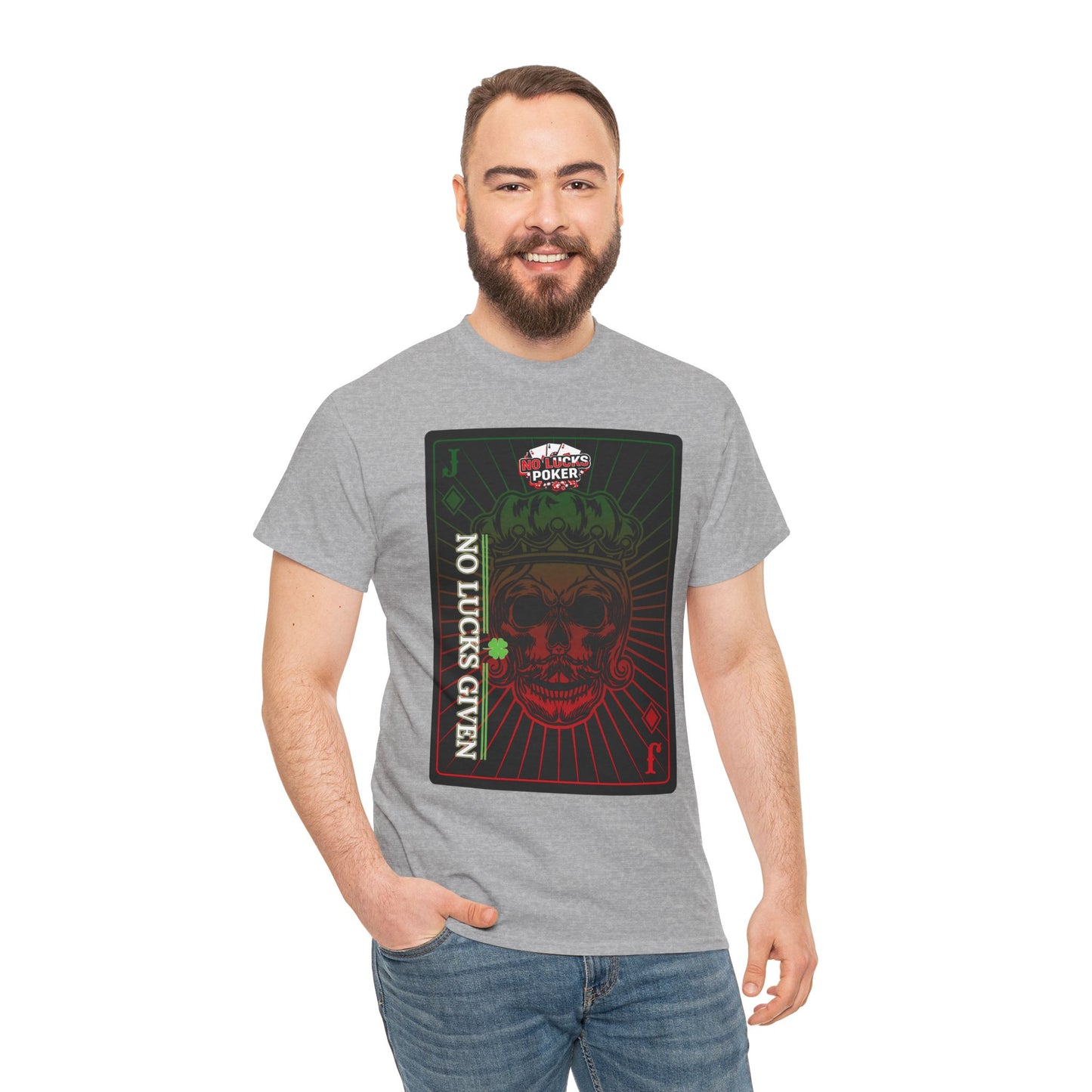 No Lucks Given – Jack Skull Crown Poker Tee (Green & Red Edition)