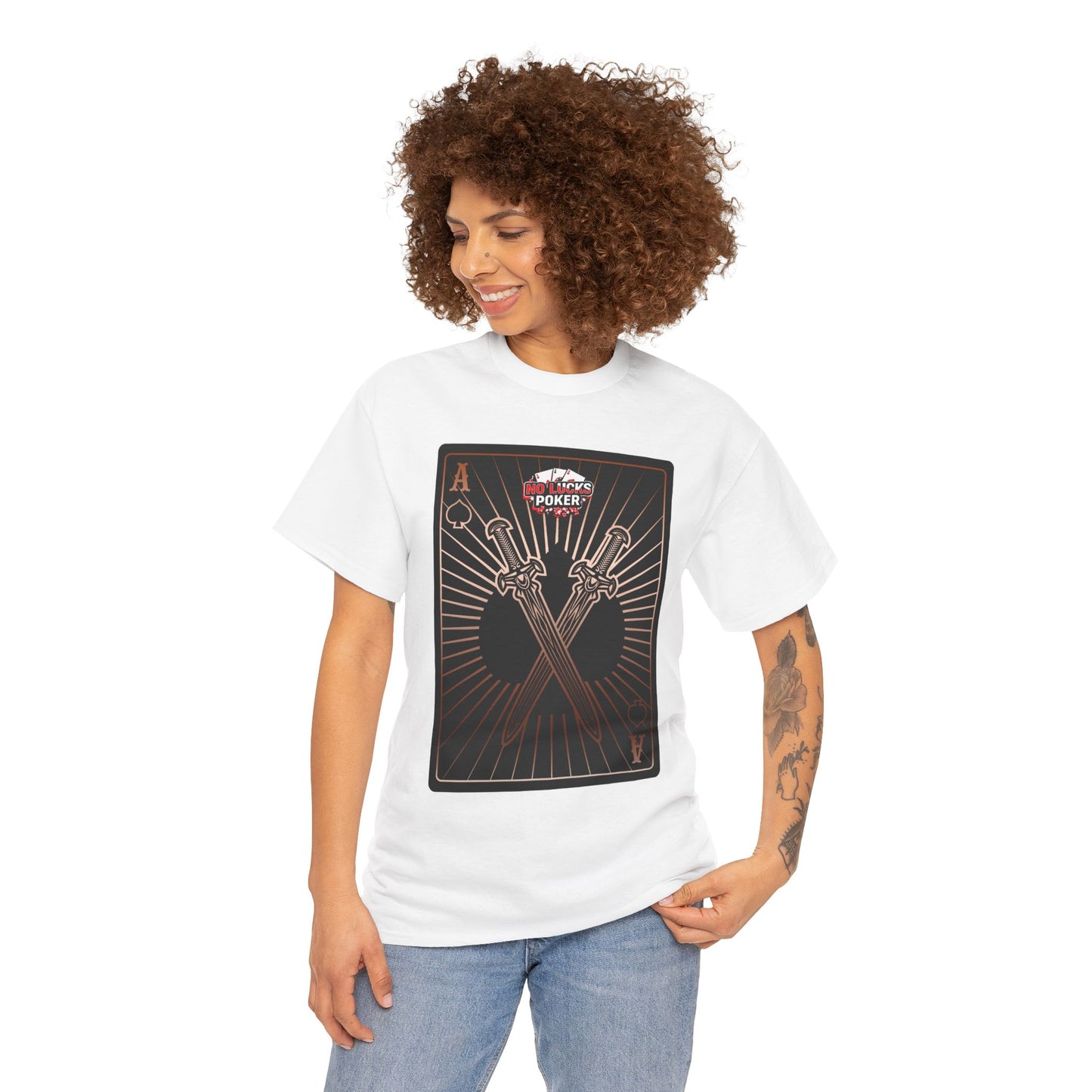No Lucks Given – Ace of Spades & Crossed Swords Poker T-Shirt (Copper Edition)