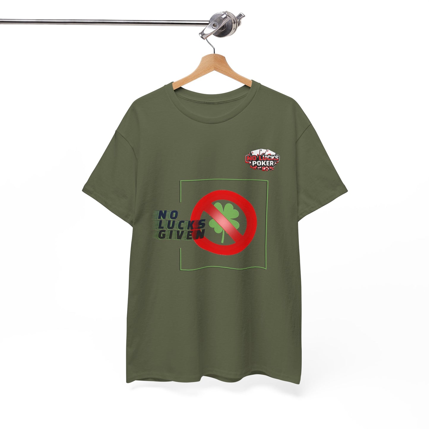 No Lucks Given Large Clover Poker T-Shirt Good Luck All-in