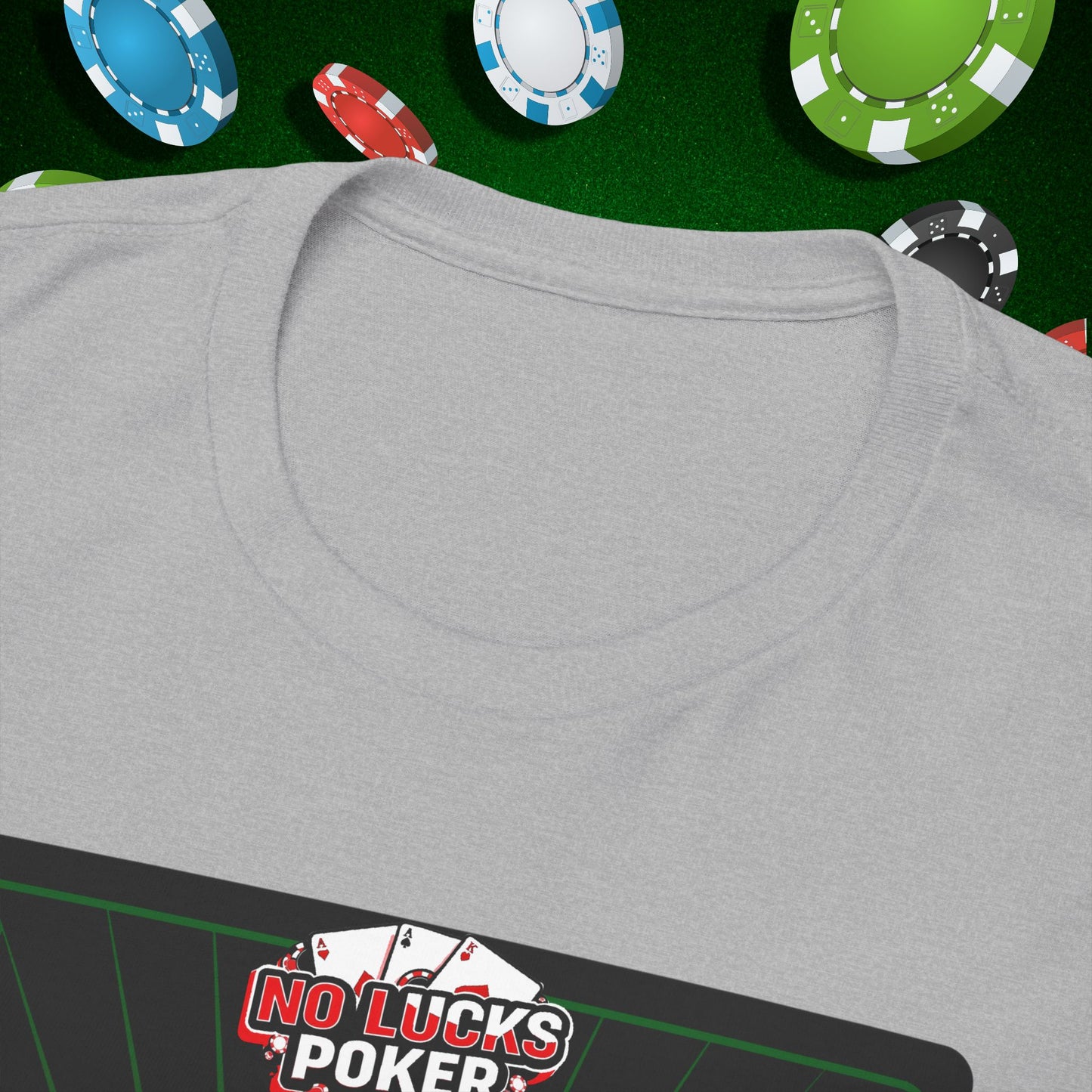 No Lucks Given Royal Skull King of Diamonds Red and Green Poker T-Shirt Must have Good Luck All-in