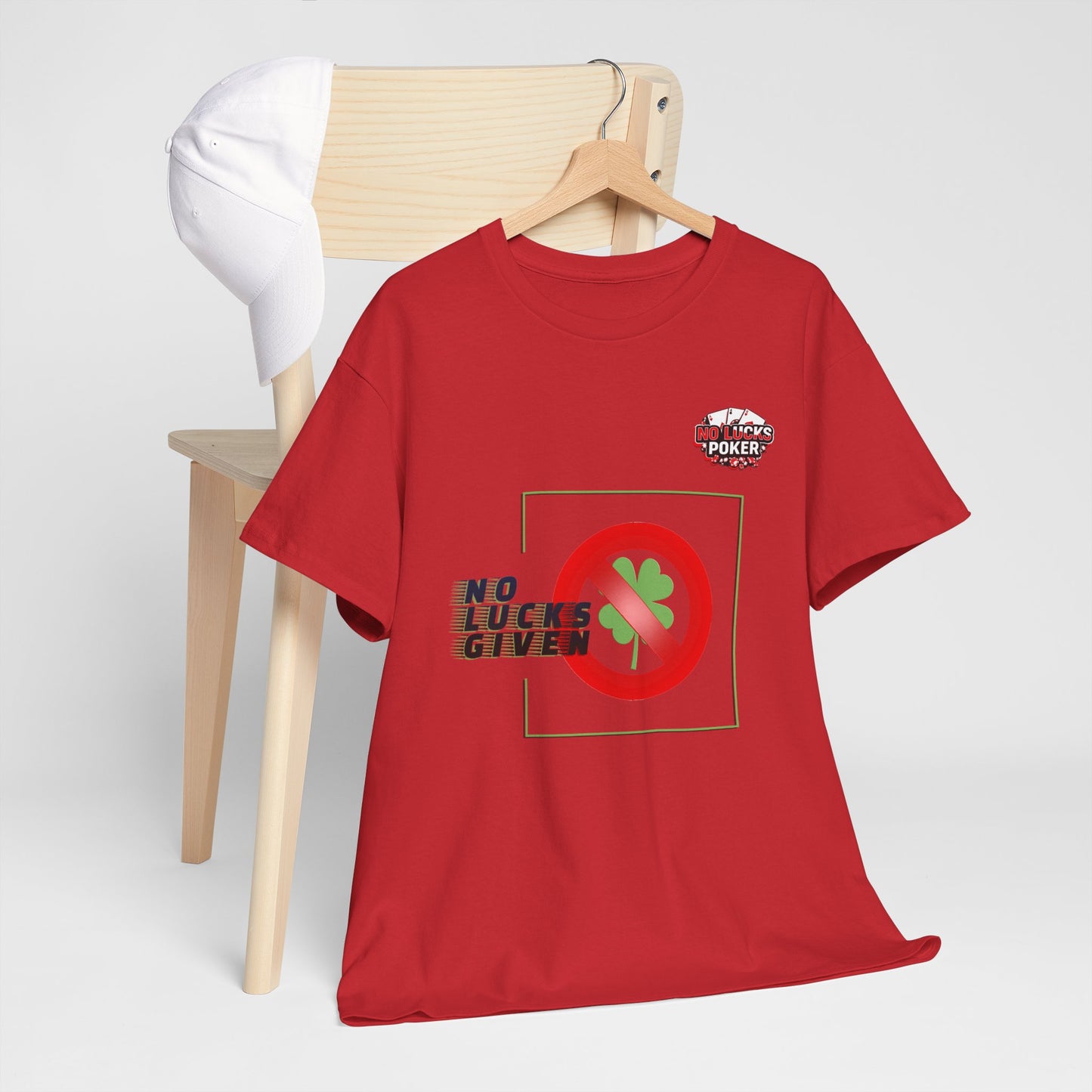 No Lucks Given Large Clover Poker T-Shirt Good Luck All-in