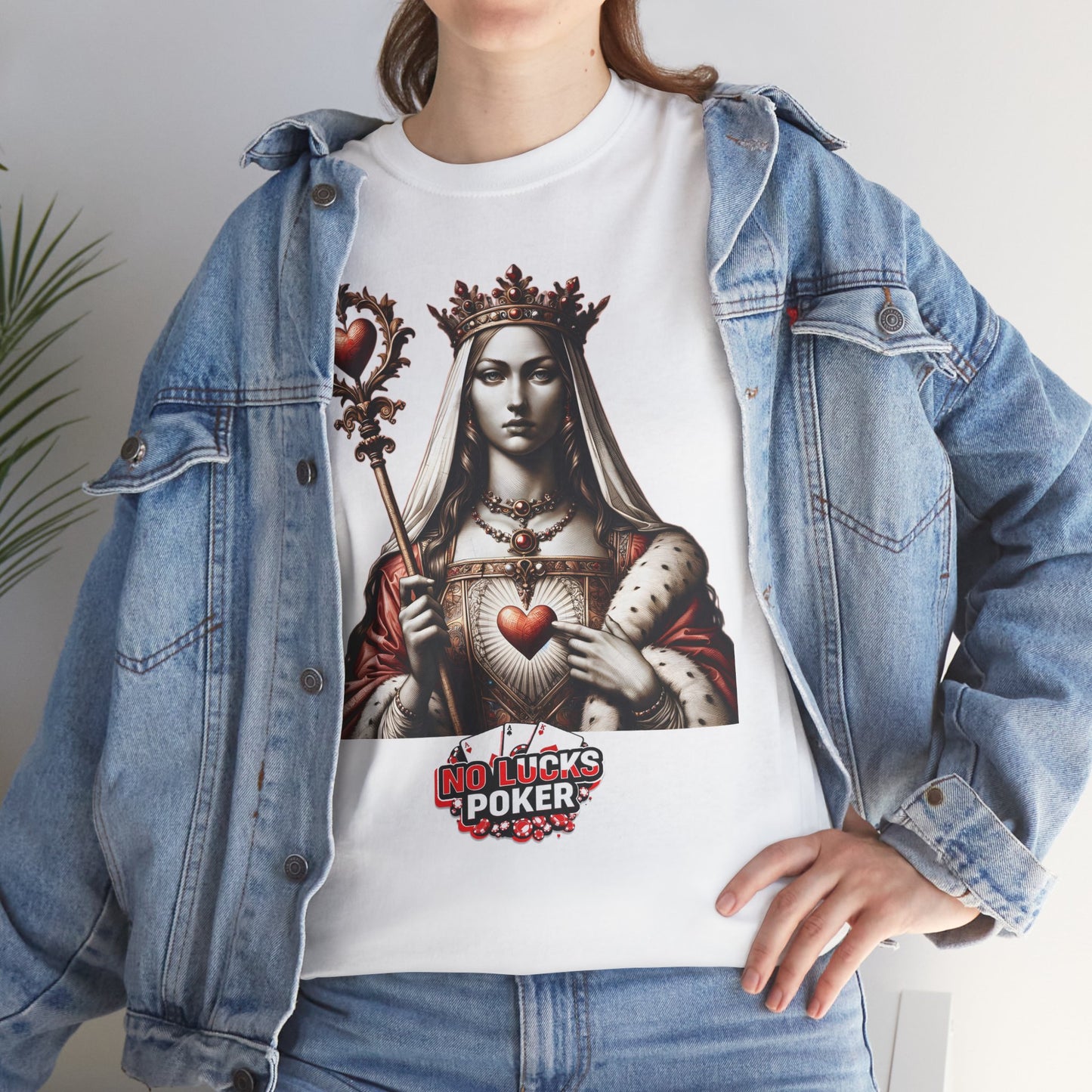 Queen of Hearts Poker T-Shirt | Unisex Heavy Cotton Tee