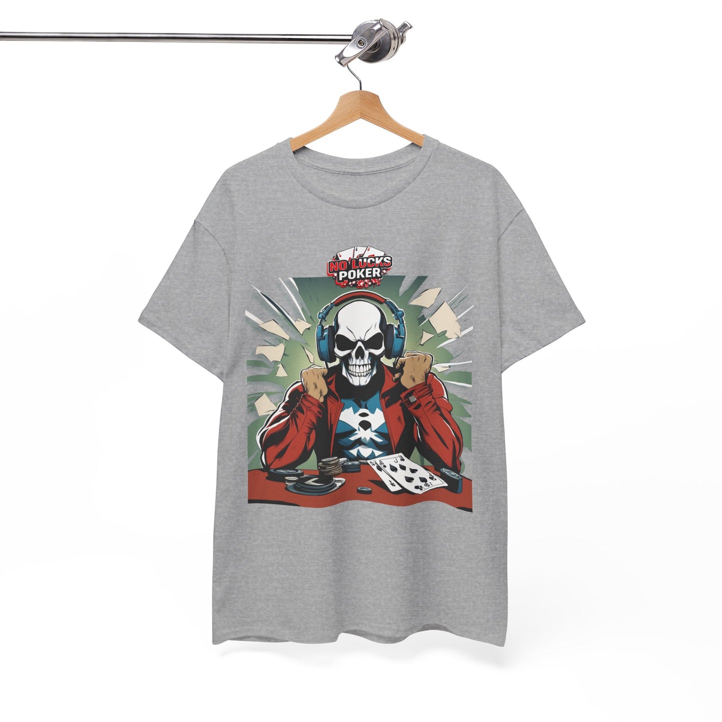 No Lucks Given – Poker Skull w/ Headphones Tee (Hero/Villain Edition)