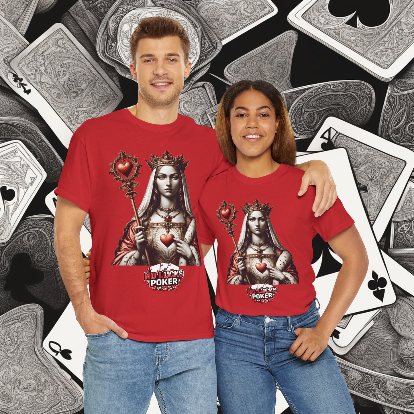 Queen of Hearts Poker T-Shirt | Unisex Heavy Cotton Tee