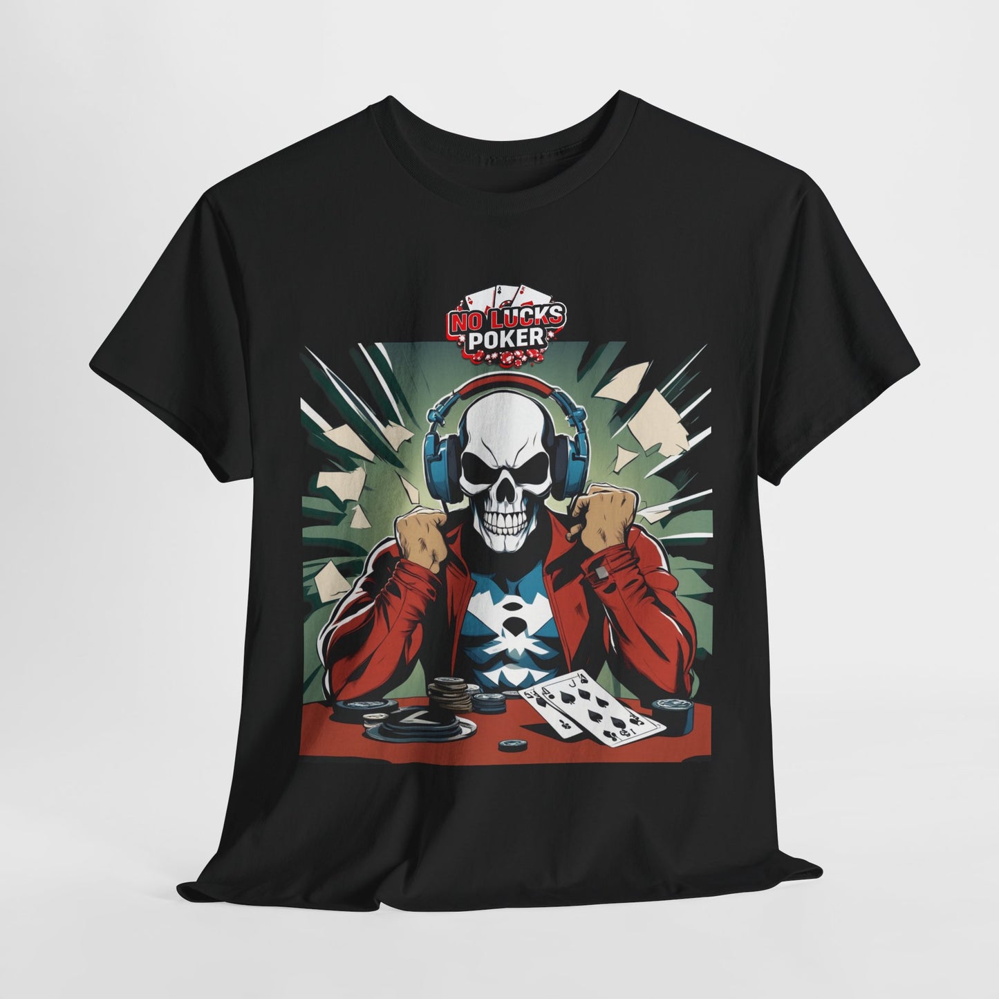 No Lucks Given – Poker Skull w/ Headphones Tee (Hero/Villain Edition)