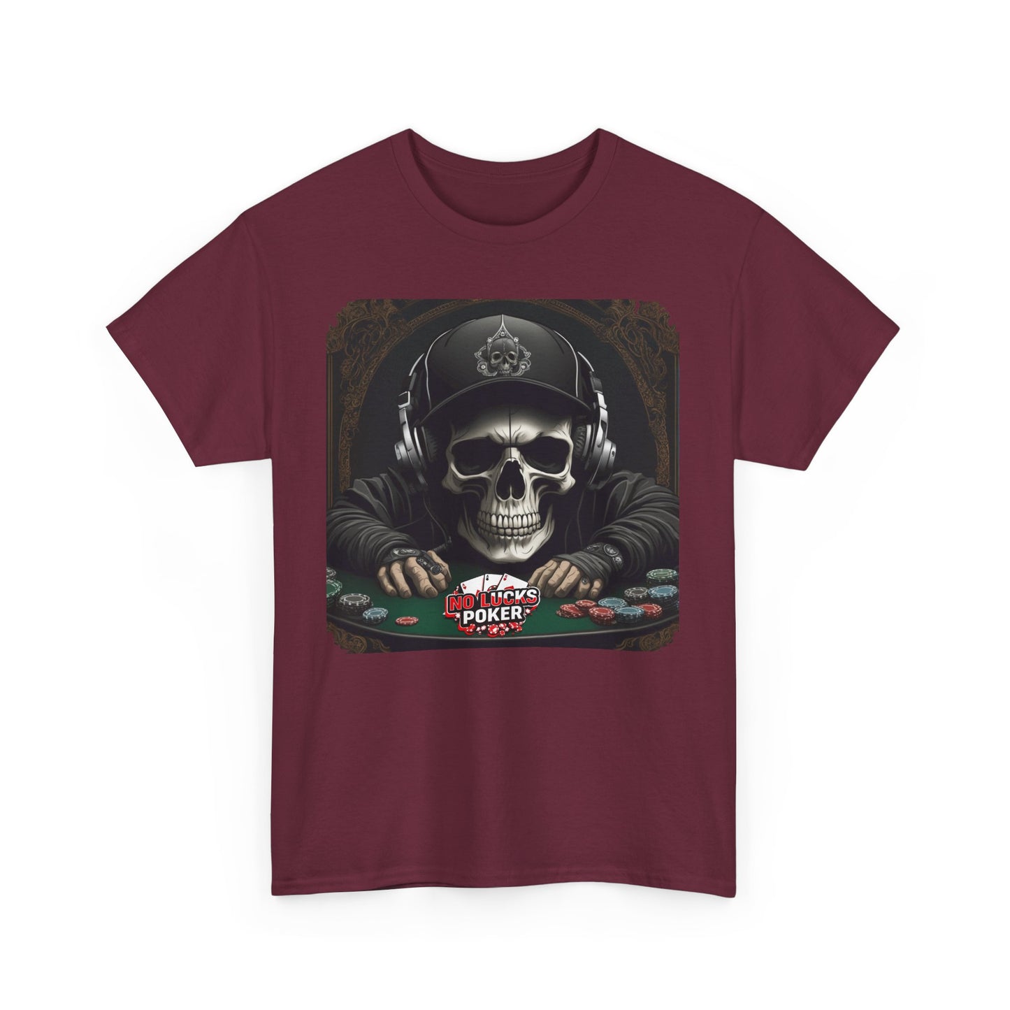 No Lucks Given – Hoodie Skull & Headphones Poker Tee
