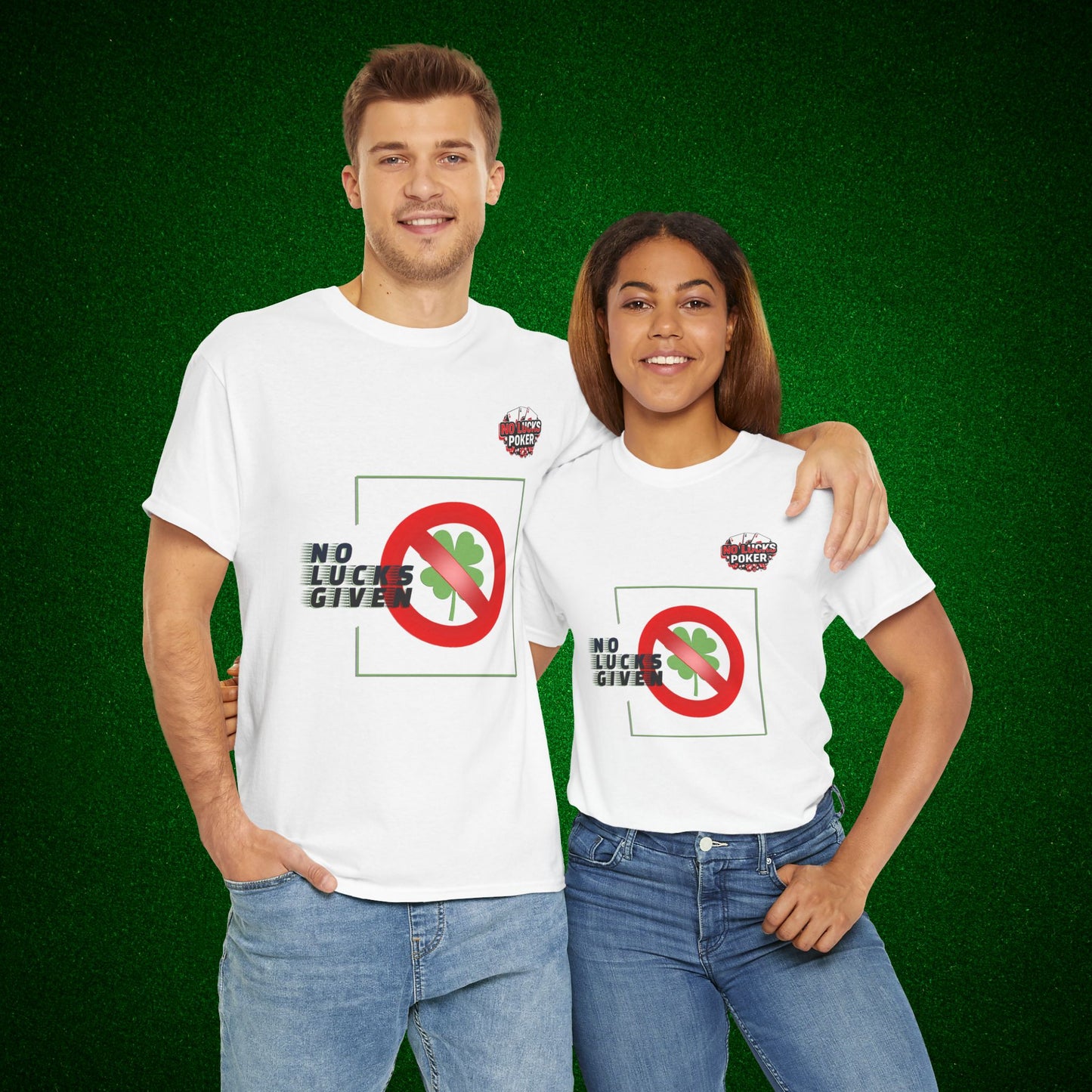 No Lucks Given Large Clover Poker T-Shirt Good Luck All-in