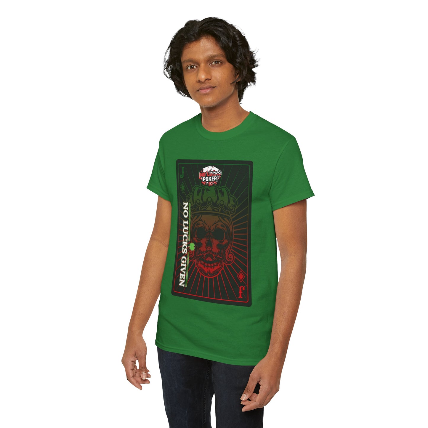 No Lucks Given – Jack Skull Crown Poker Tee (Green & Red Edition)
