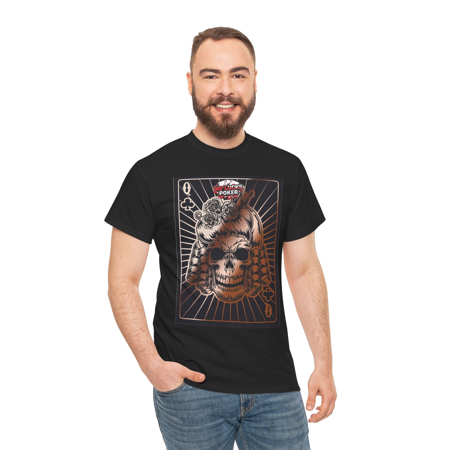 No Lucks Given Angry Queen of Clubs Copper Poker T-Shirt Must have Good Luck All-in