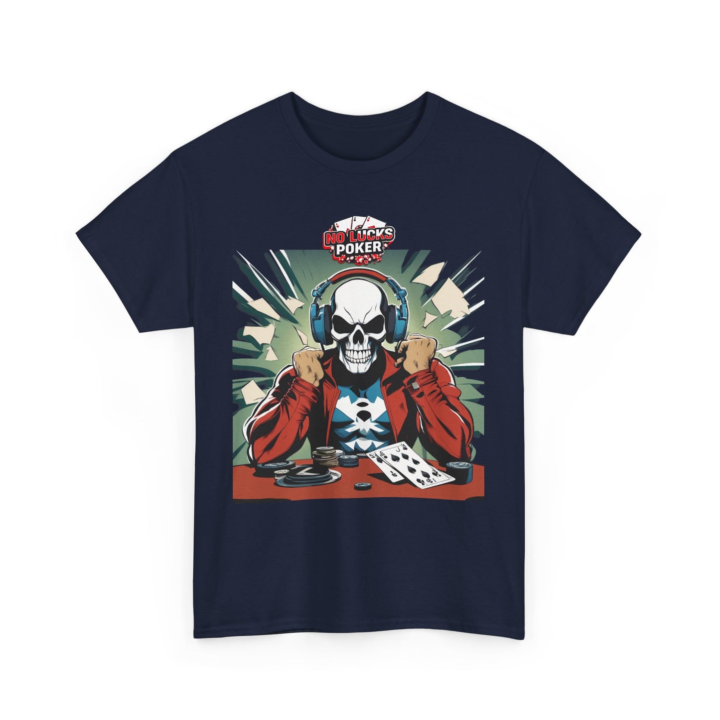 No Lucks Given – Poker Skull w/ Headphones Tee (Hero/Villain Edition)