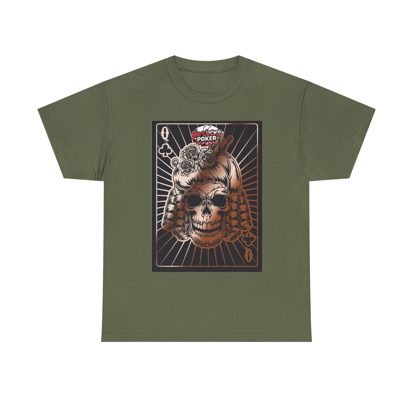 No Lucks Given Angry Queen of Clubs Copper Poker T-Shirt Must have Good Luck All-in
