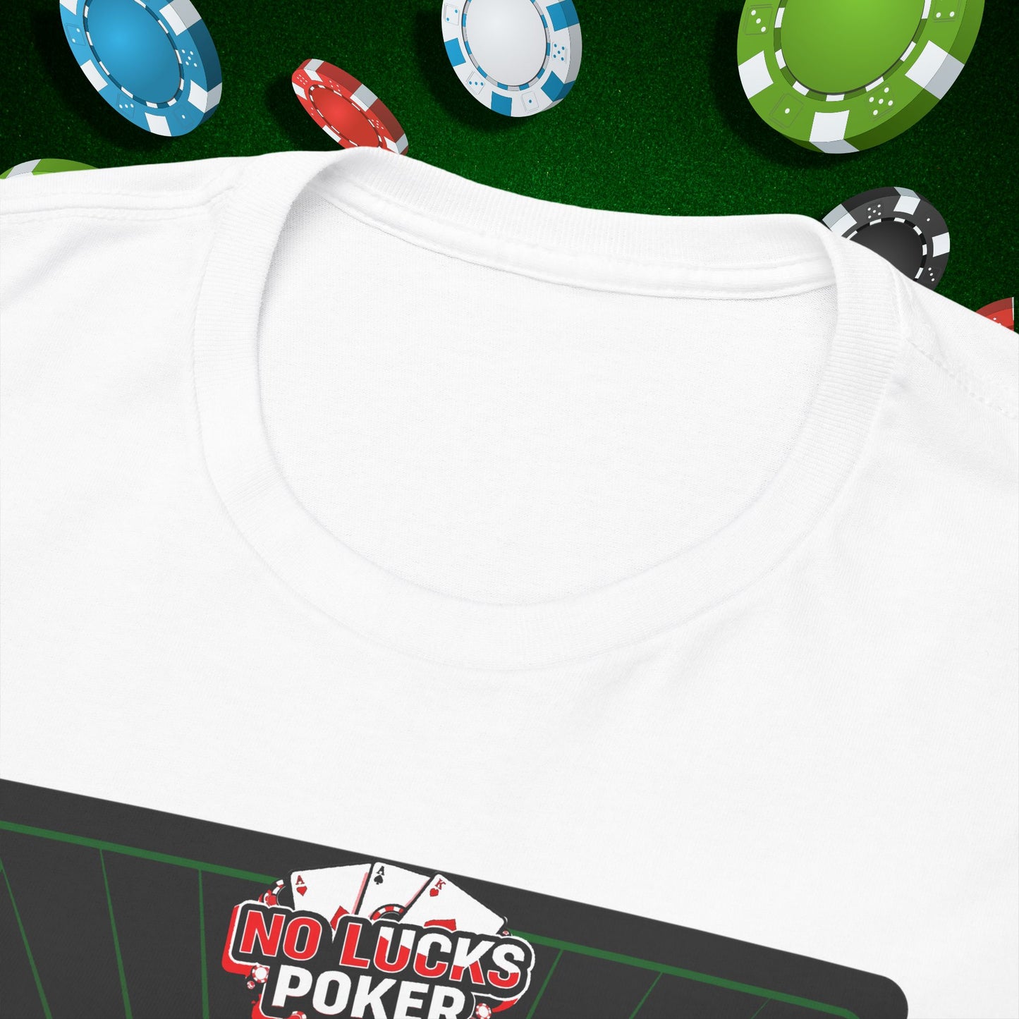 No Lucks Given Royal Skull King of Diamonds Red and Green Poker T-Shirt Must have Good Luck All-in