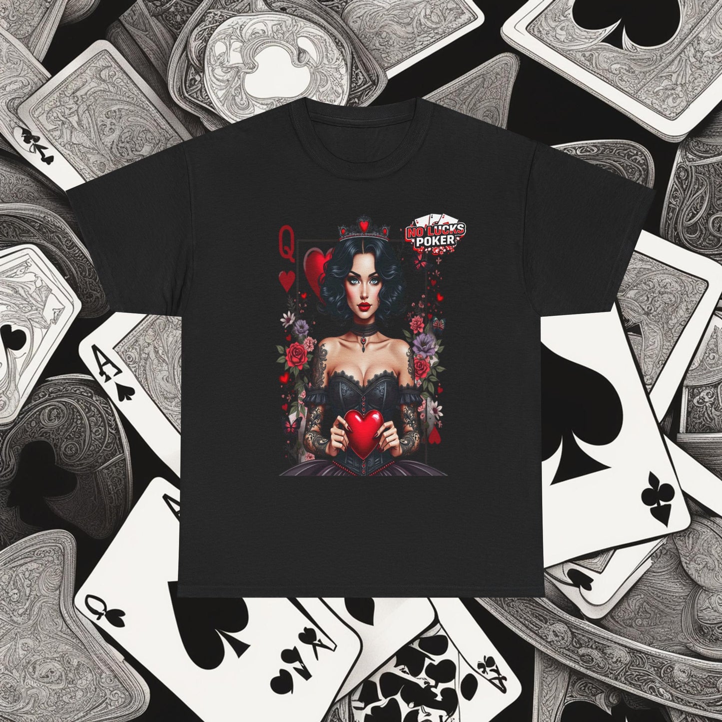 Gothic Queen of Hearts Poker T-Shirt | Dark Poker Apparel – Unisex Fit