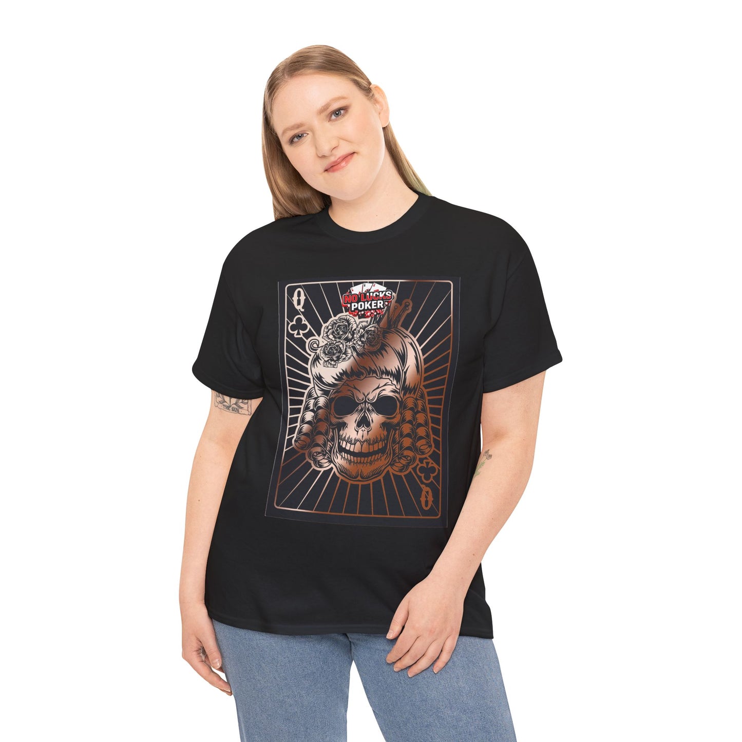 No Lucks Given Angry Queen of Clubs Copper Poker T-Shirt Must have Good Luck All-in