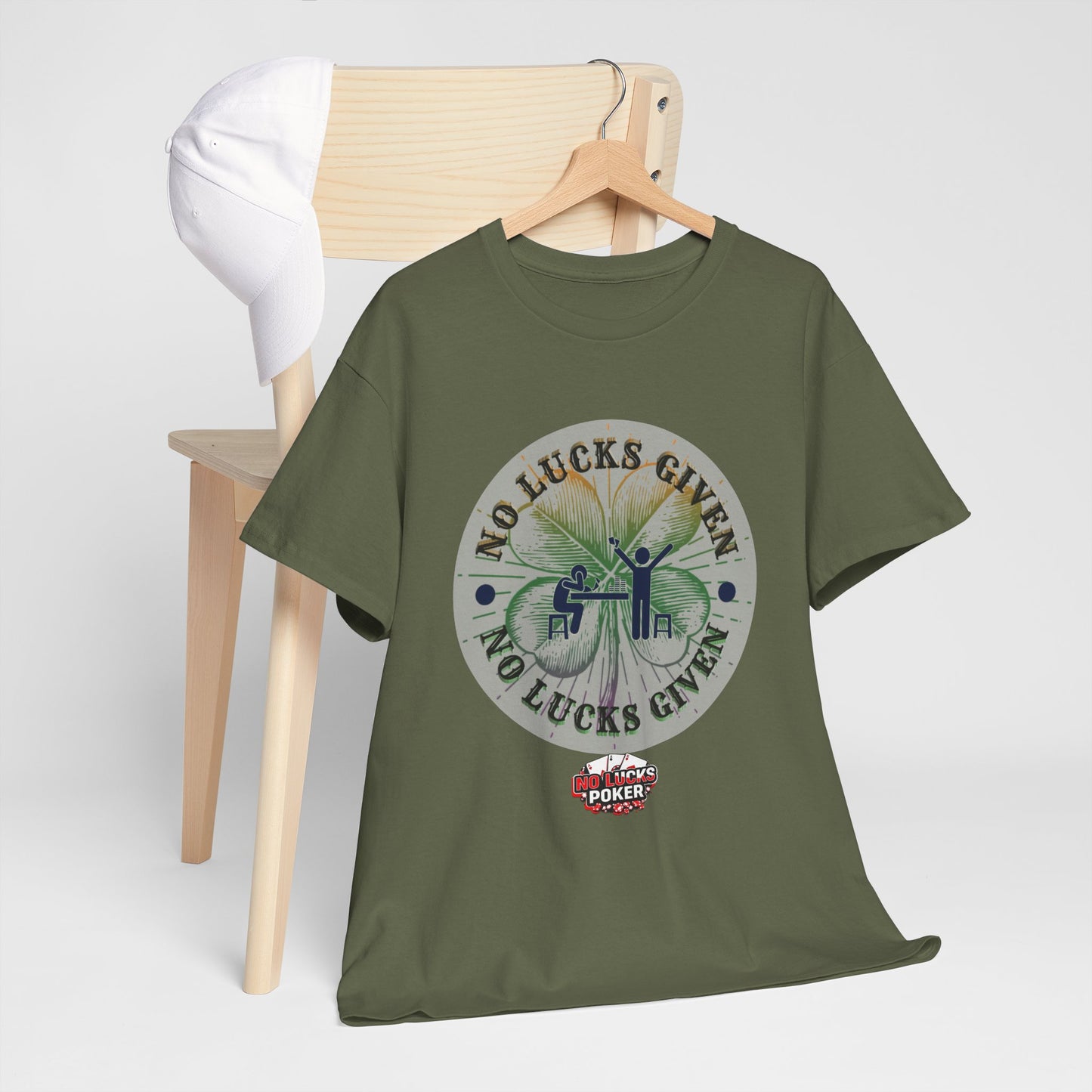 No Lucks Given – Large Clover Poker T-Shirt | Skill Over Luck