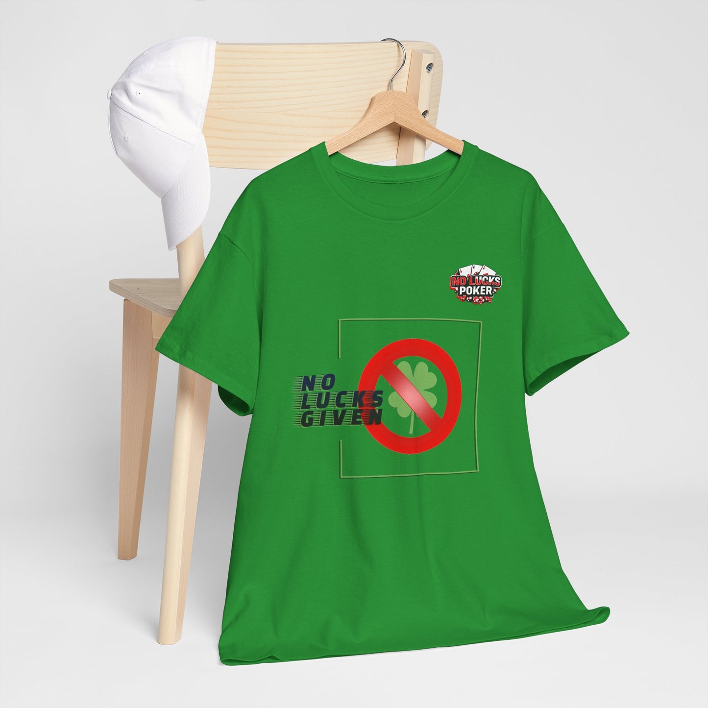 No Lucks Given Large Clover Poker T-Shirt Good Luck All-in